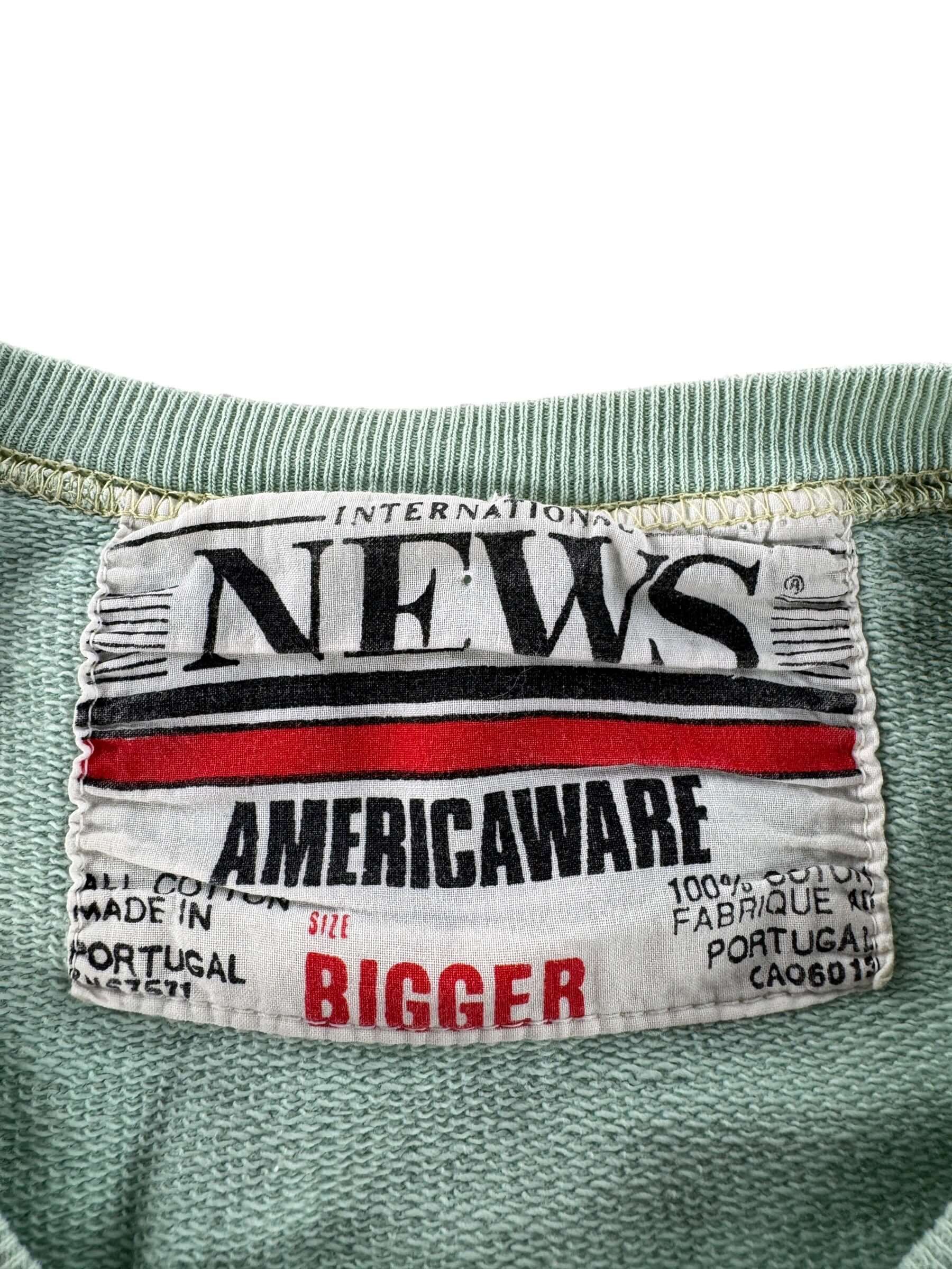 Label on Vintage News Staff Seattle Crewneck SZ XL