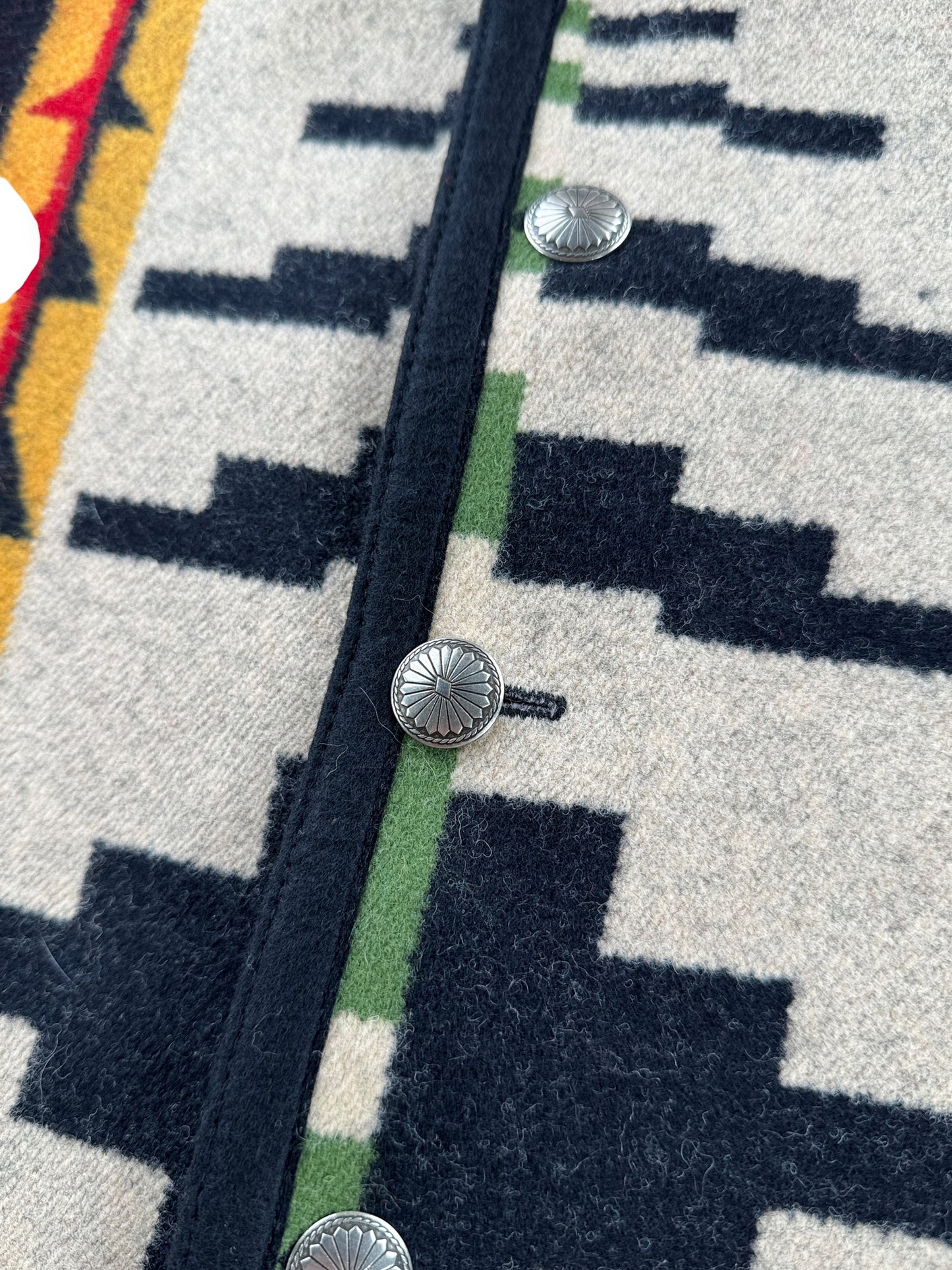 Buttons on other side of Vintage Reversible Concho Button Wool Vest SZ XS