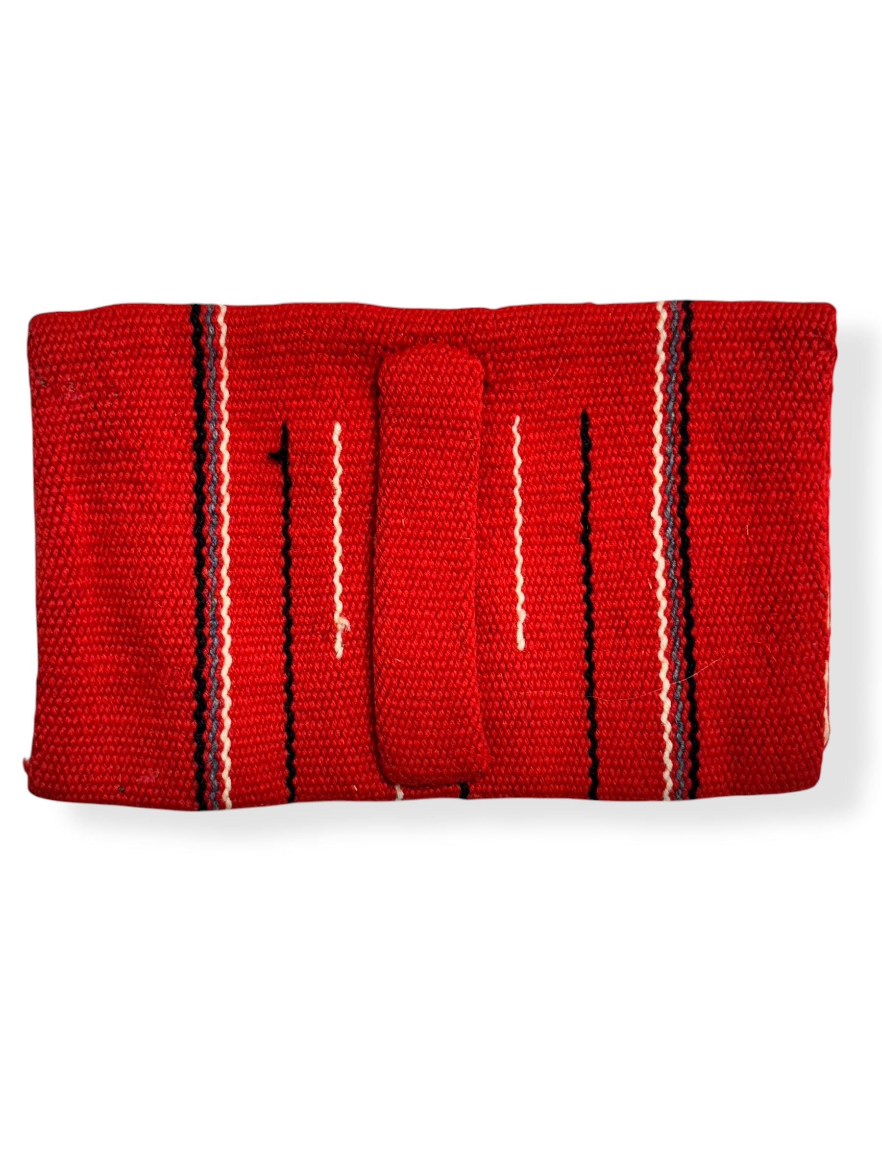 Back view of 1940s Chimayo Clutch Red/Black/White