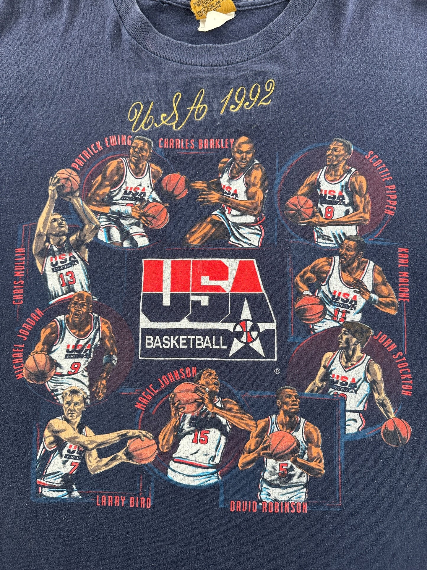 Graphic of Vintage 1992 USA Basketball Tee SZ XL