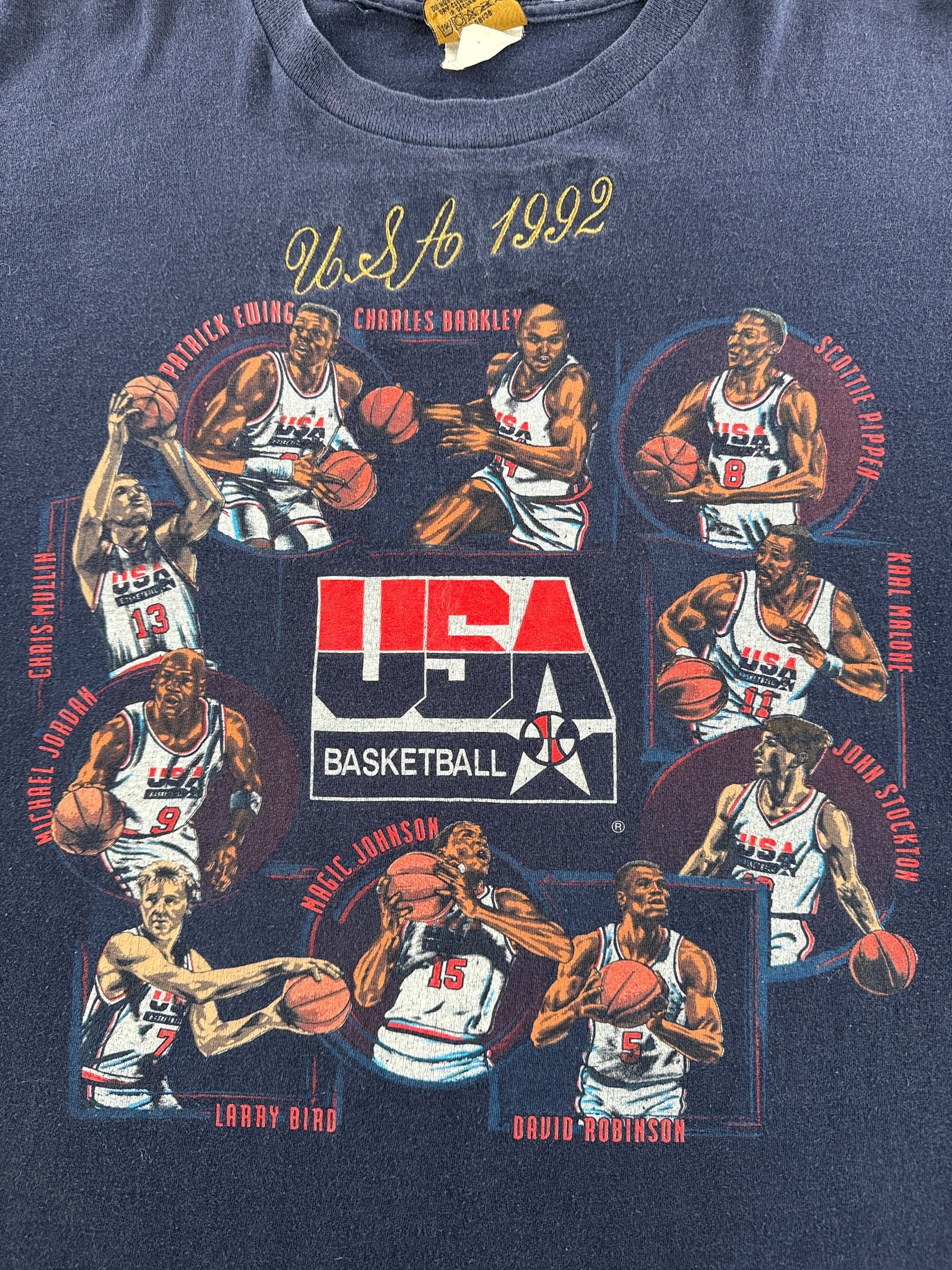 Graphic of Vintage 1992 USA Basketball Tee SZ XL