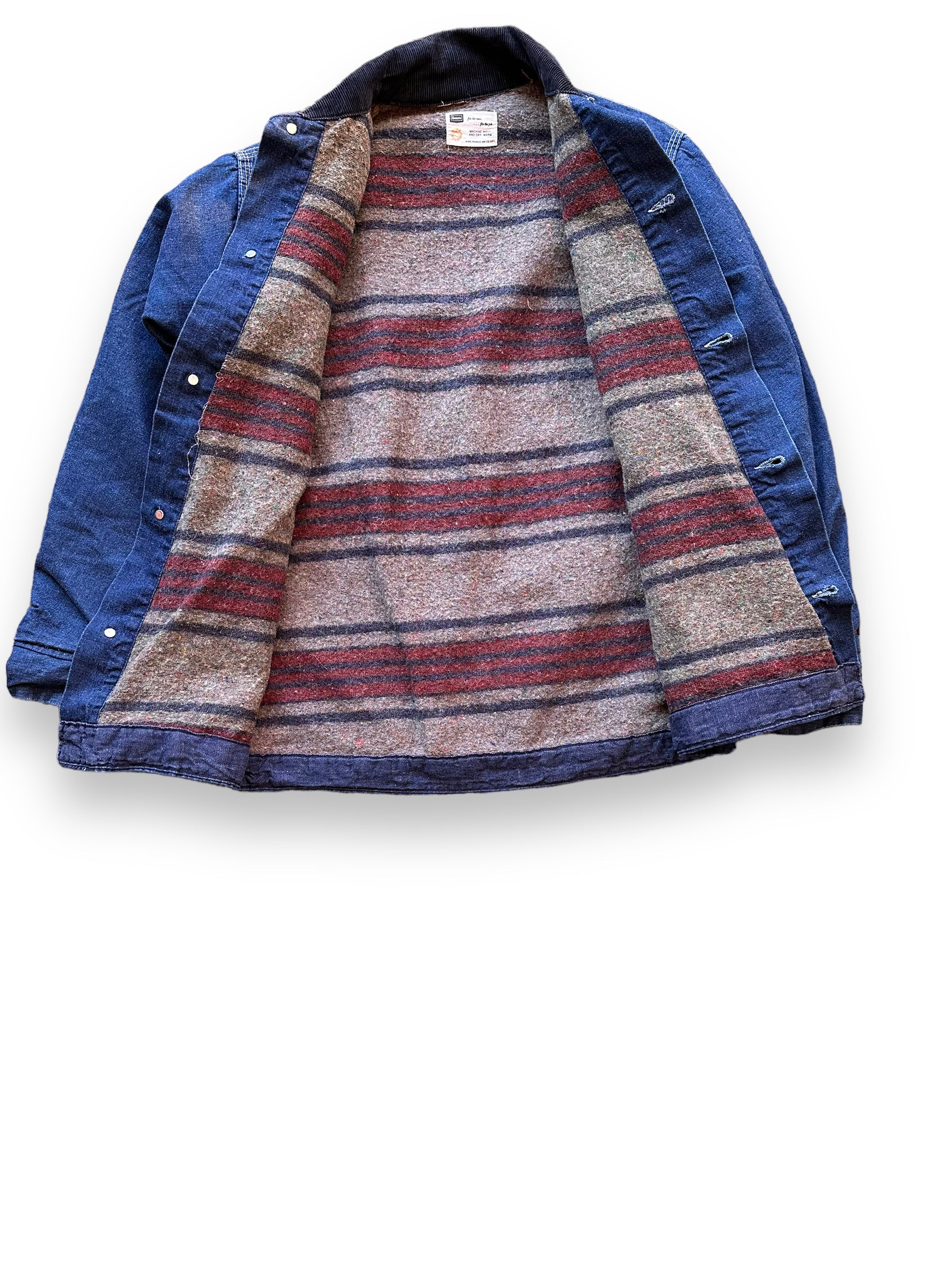 Blanket Lining of Vintage Sears Blanket Lined Denim Chore Coat SZ L | Vintage Denim Chore Coat | Barn Owl Vintage Seattle