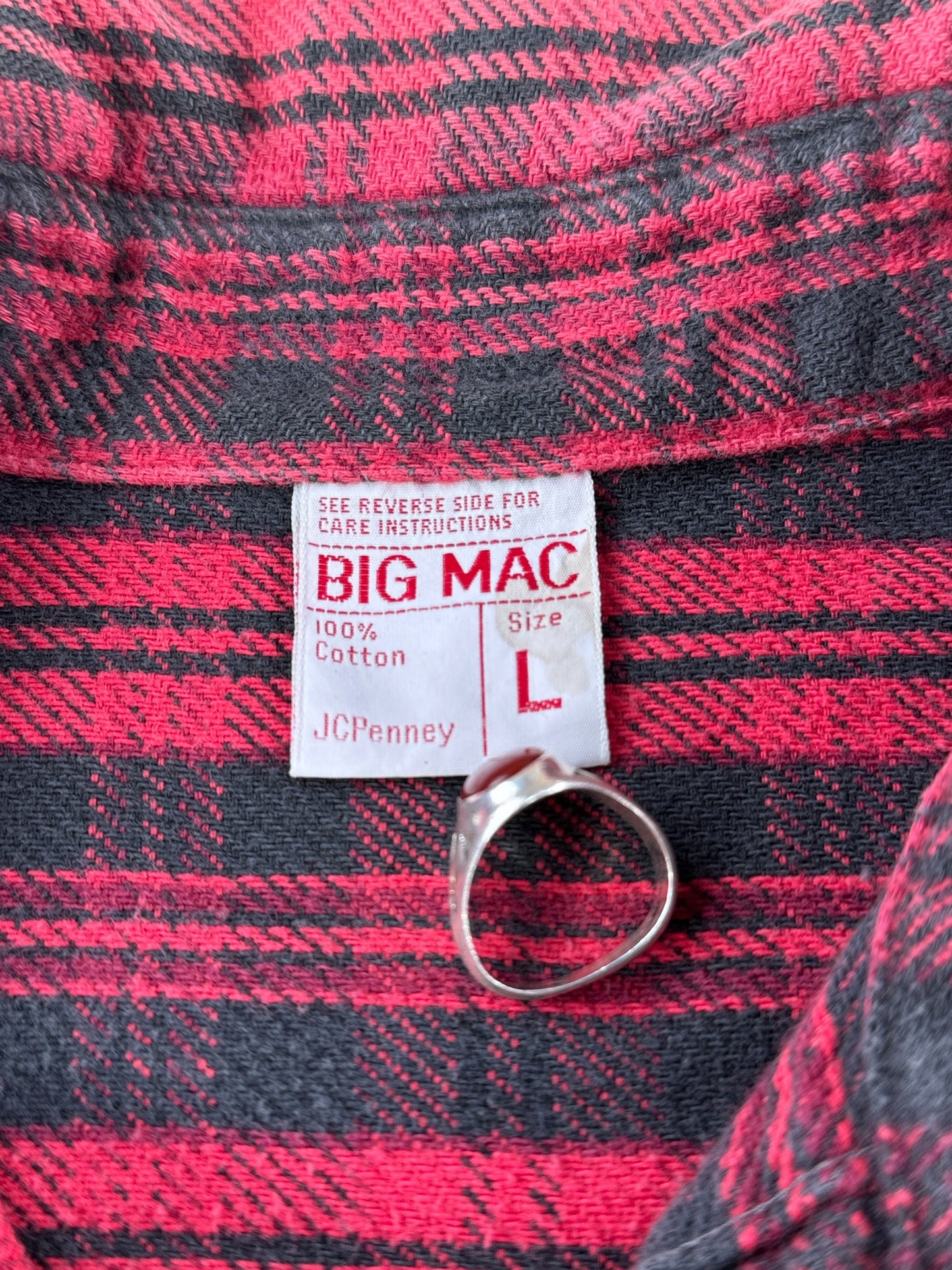 Tag on Vintage 1980s Big Mac Black & Red Cotton Flannel SZ L