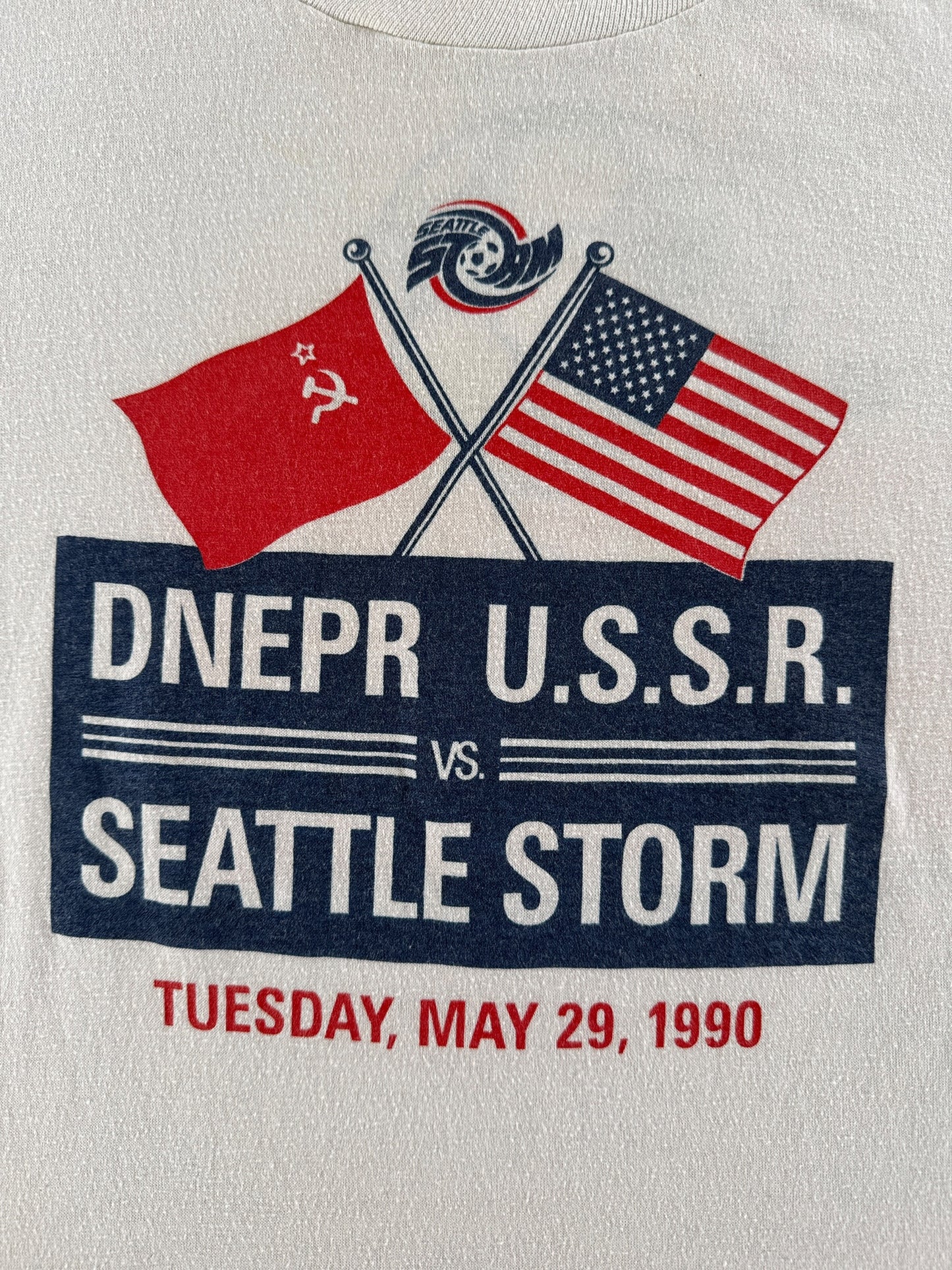 Front graphic on Vintage '90 USSR vs Seattle Storm Tee SZ L (Fits M)