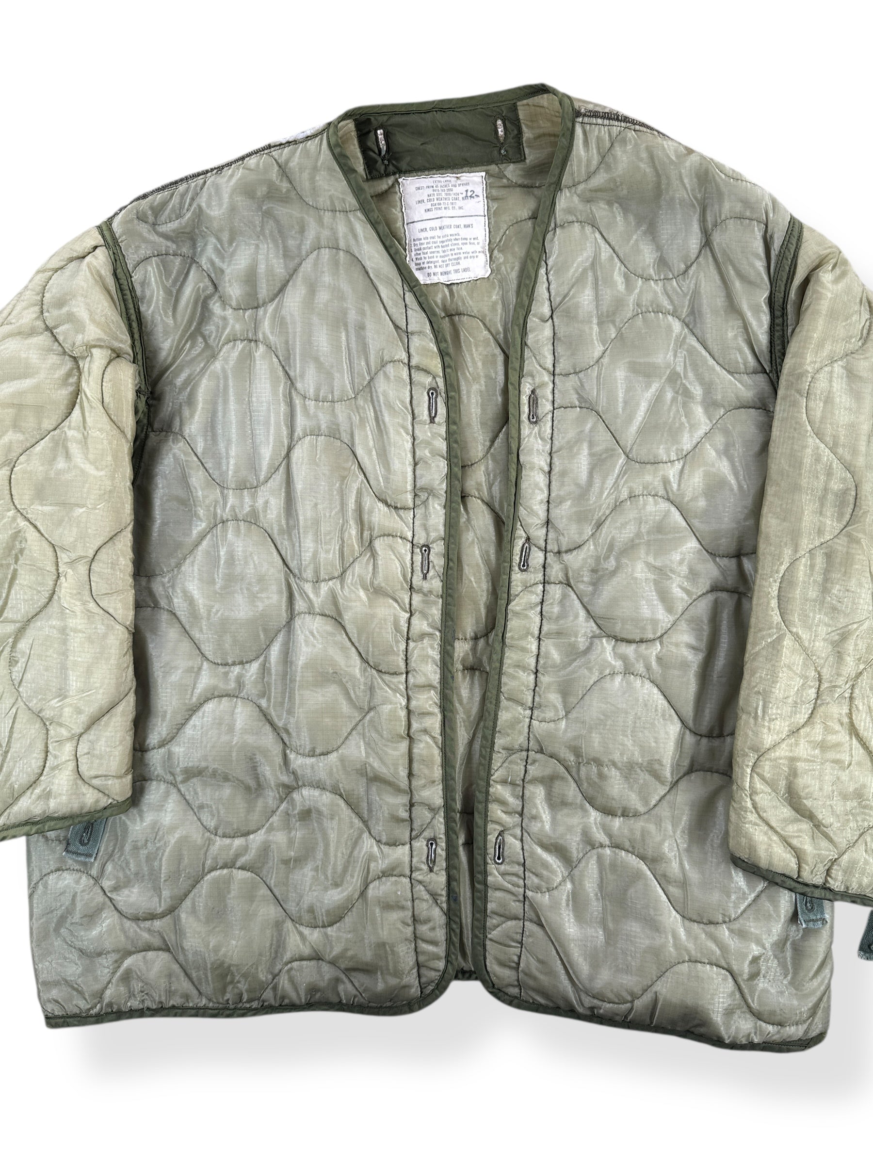 Front Close Up of Vintage Military Liner SZ XL