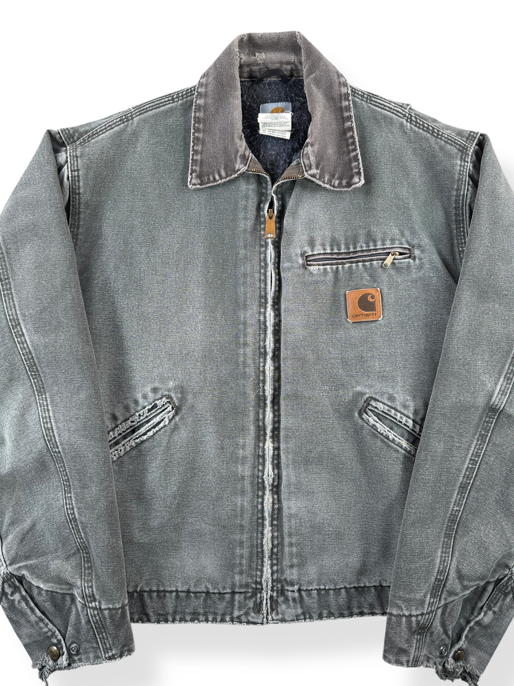 Front Close Up of Vintage Carhartt Detroit Jacket J97 MOS SZ M