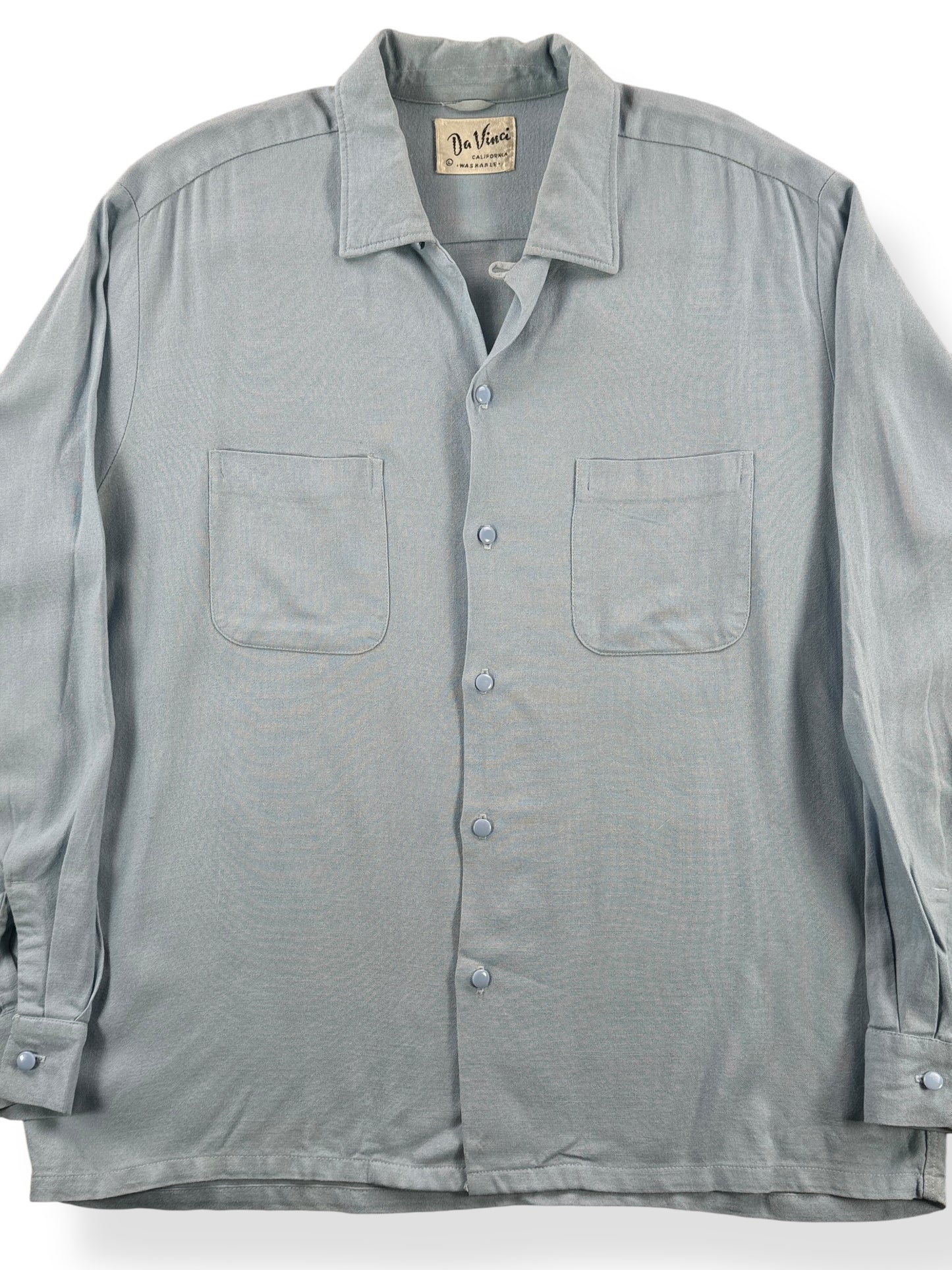 Front Close Up of Vintage Da Vinci Loop Collar Shirt SZ L