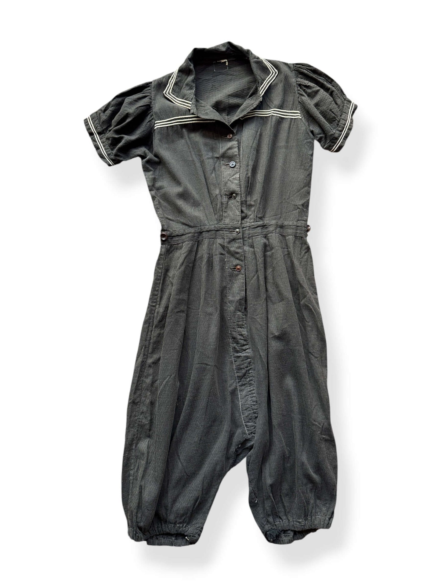 Romper on Antique Cotton Swimsuit Romper + Skirt Set SZ S