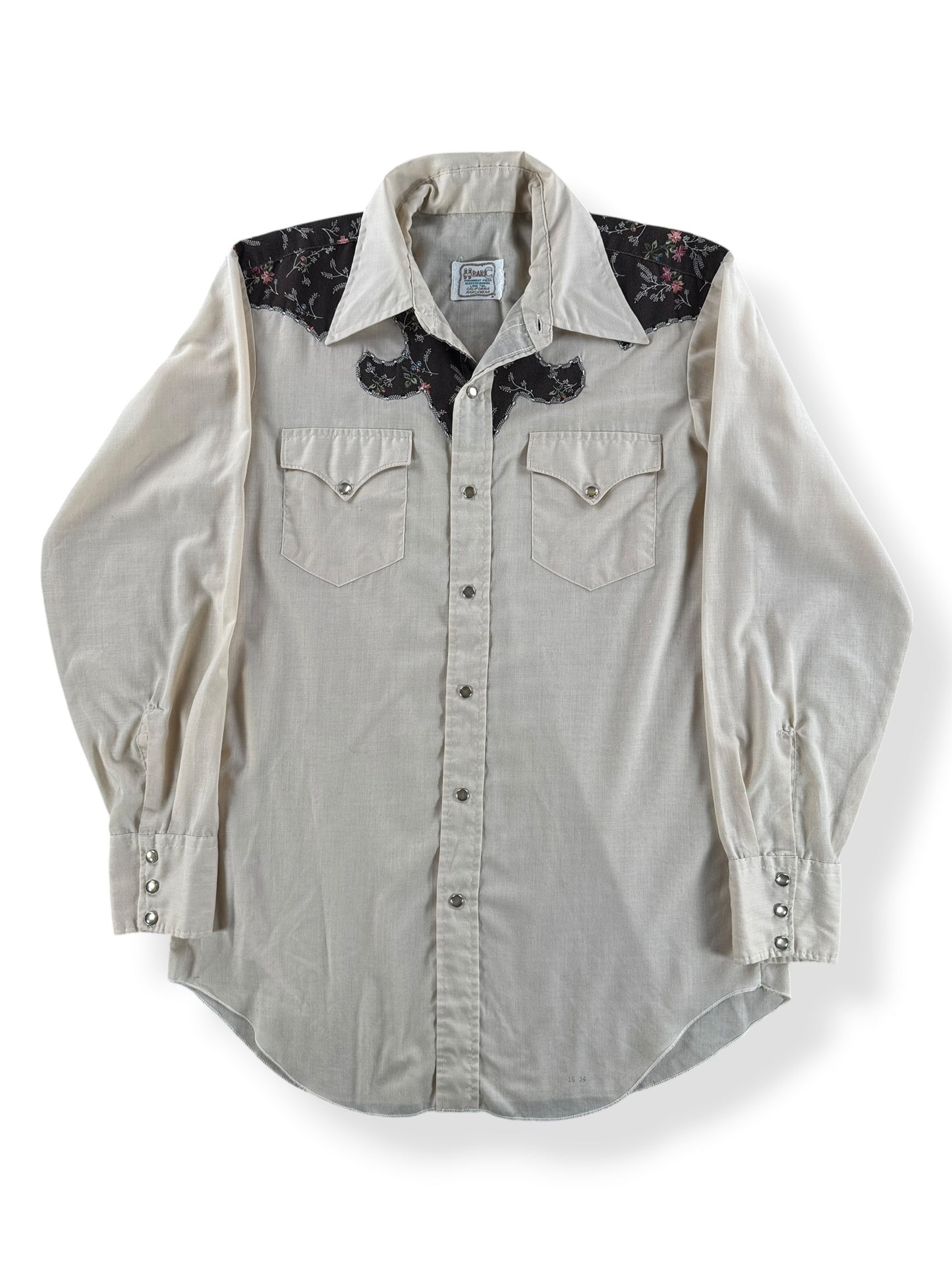 Front of Vintage H Bar C Western Pearl Snap SZ M