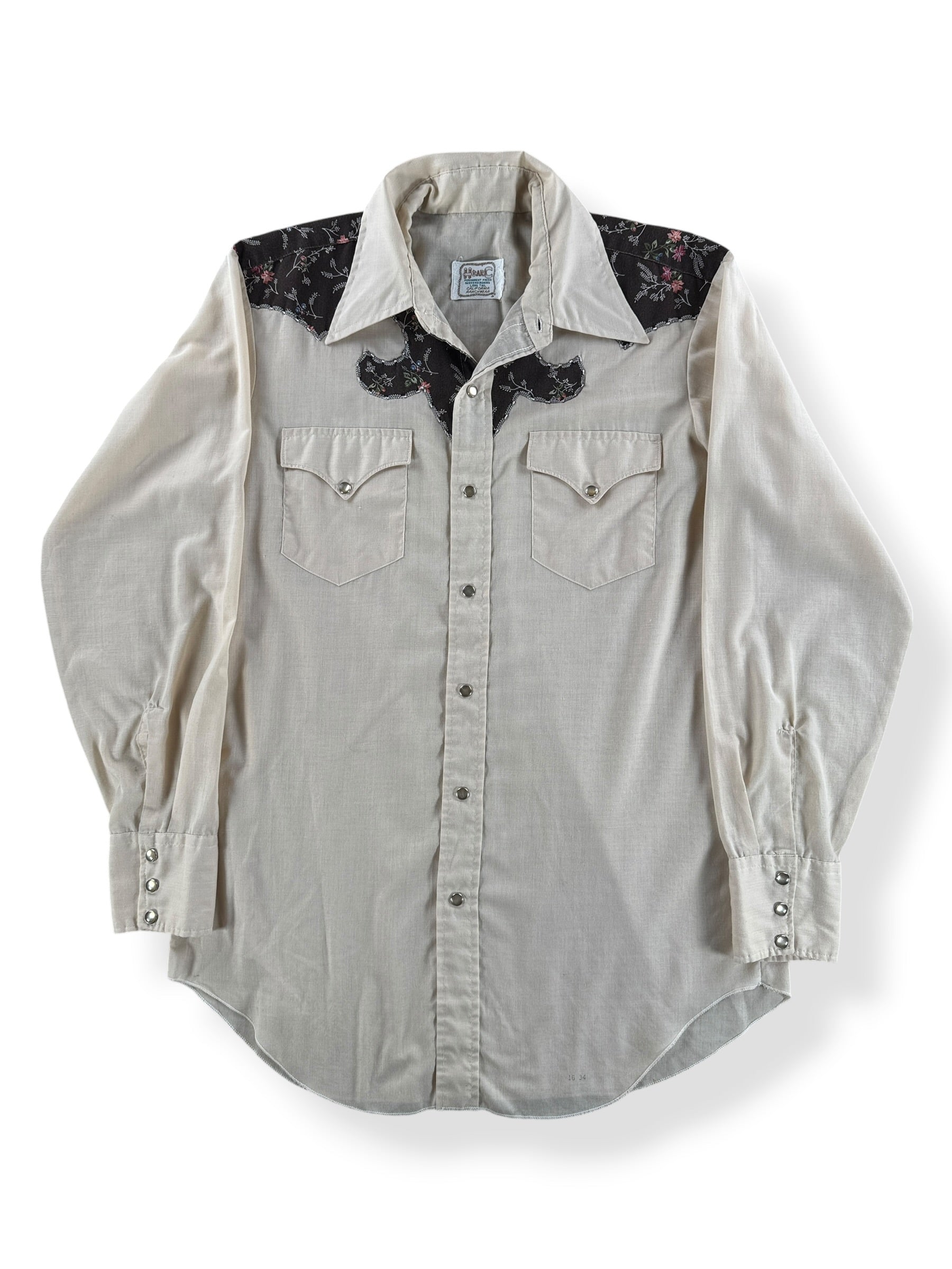 Front of Vintage H Bar C Western Pearl Snap SZ M