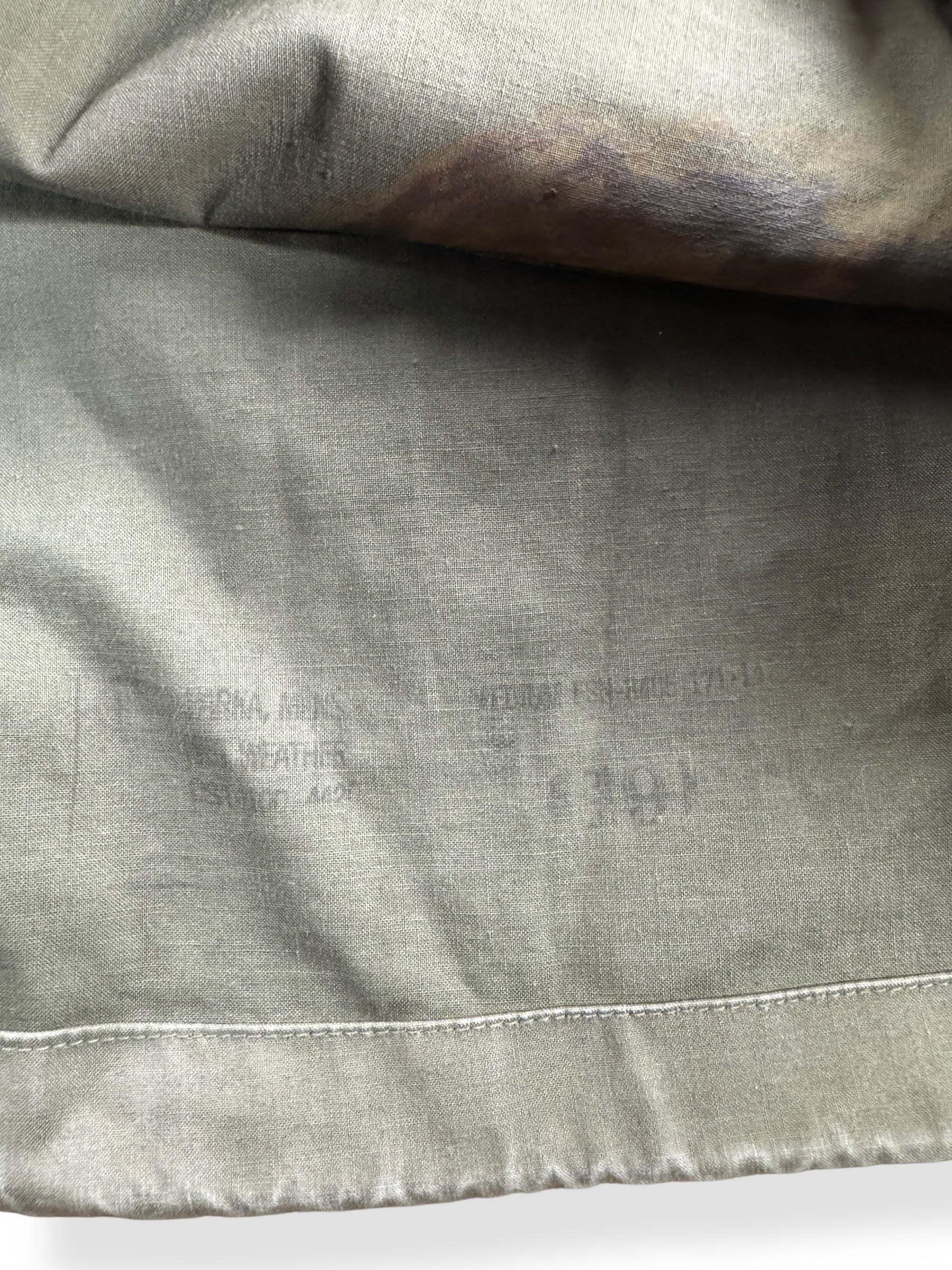 Stencil on Vintage 60s Wet Weather Parka  SZ M (Fits L)