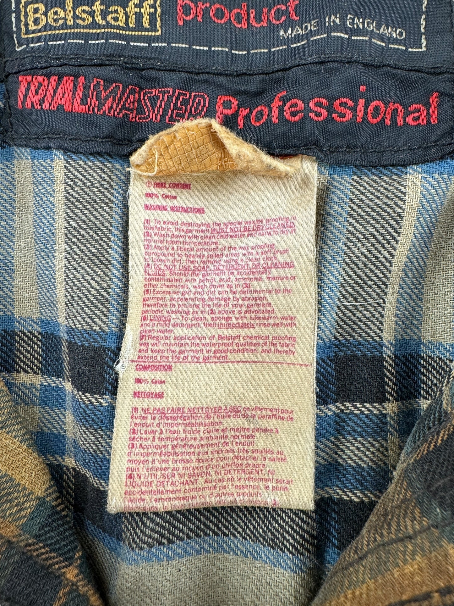 Tag on Vintage Belstaff Trailmaster Waxed Cotton Jacket SZ XL