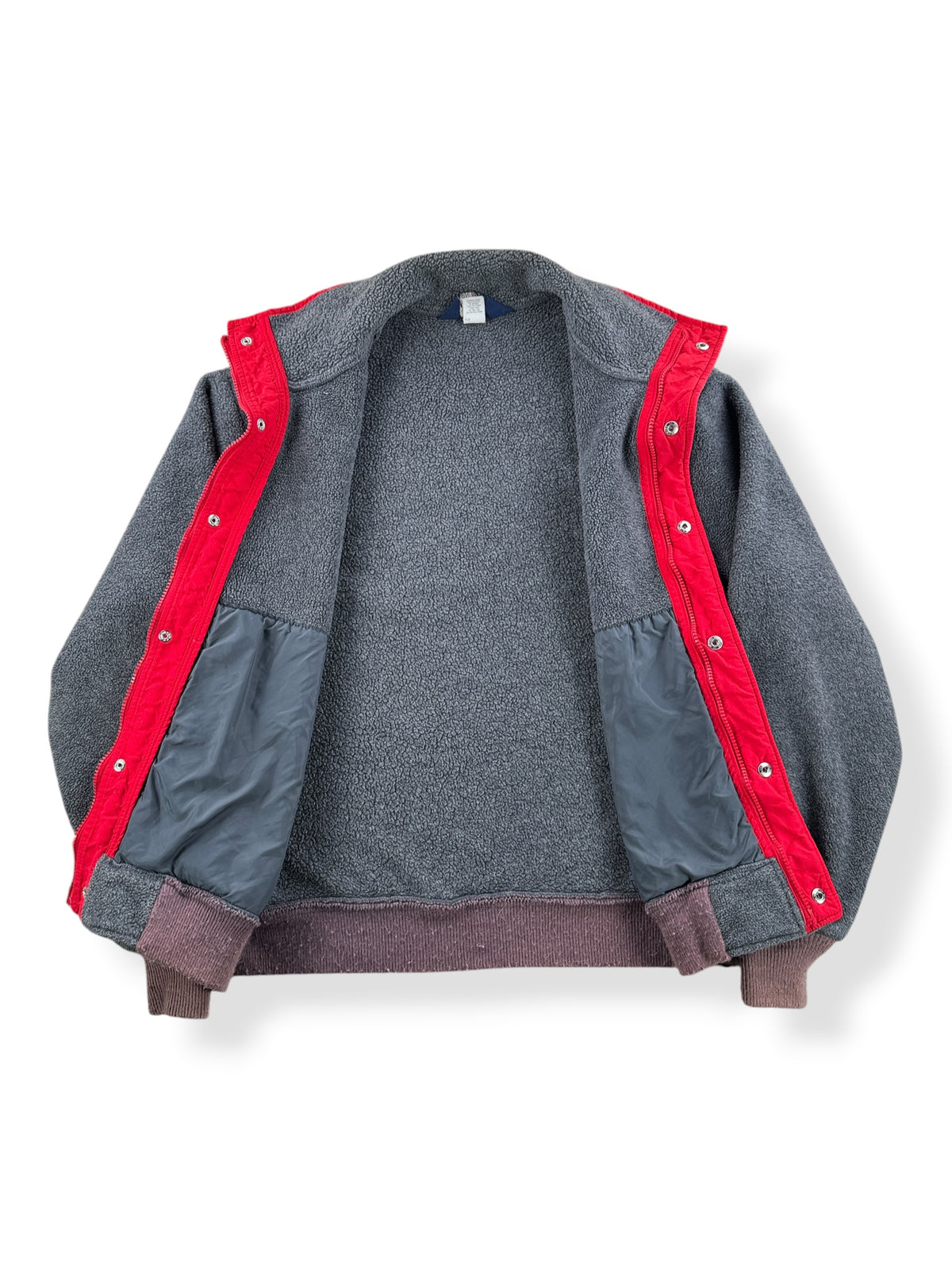 Inside of Vintage Woolrich Grey Zip Up Fleece SZ L