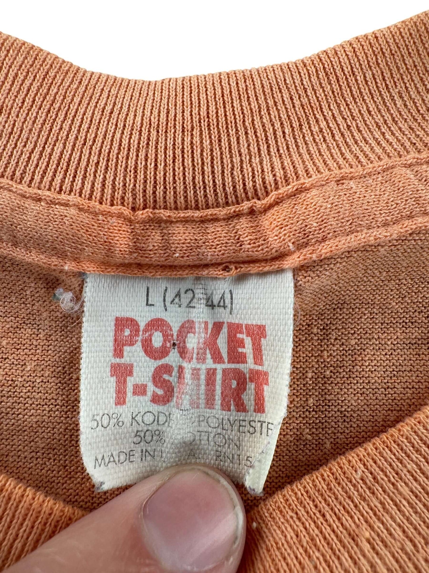 Tag on Vintage Tangerine Blank Pocket Tee SZ L (Fits S)