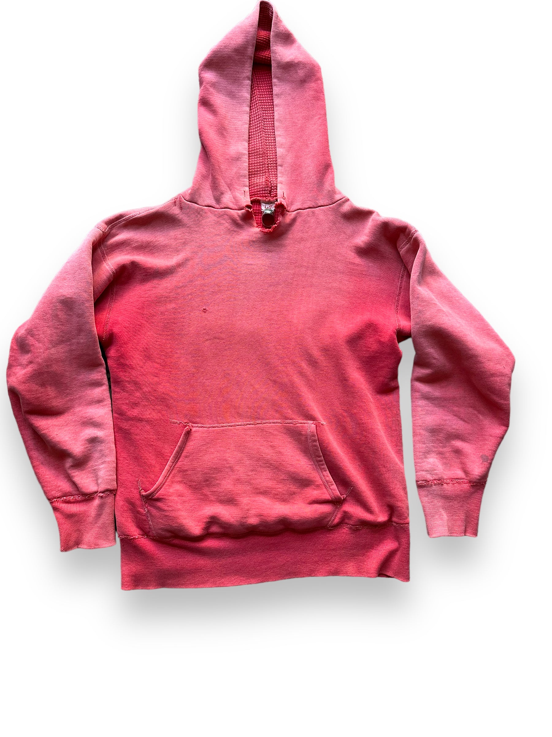 Front View of Vintage Red De Jac Waffle Lined Hooded Sweatshirt SZ L | Vintage Waffle Sweatshirt Seattle | Barn Owl Vintage Clothing