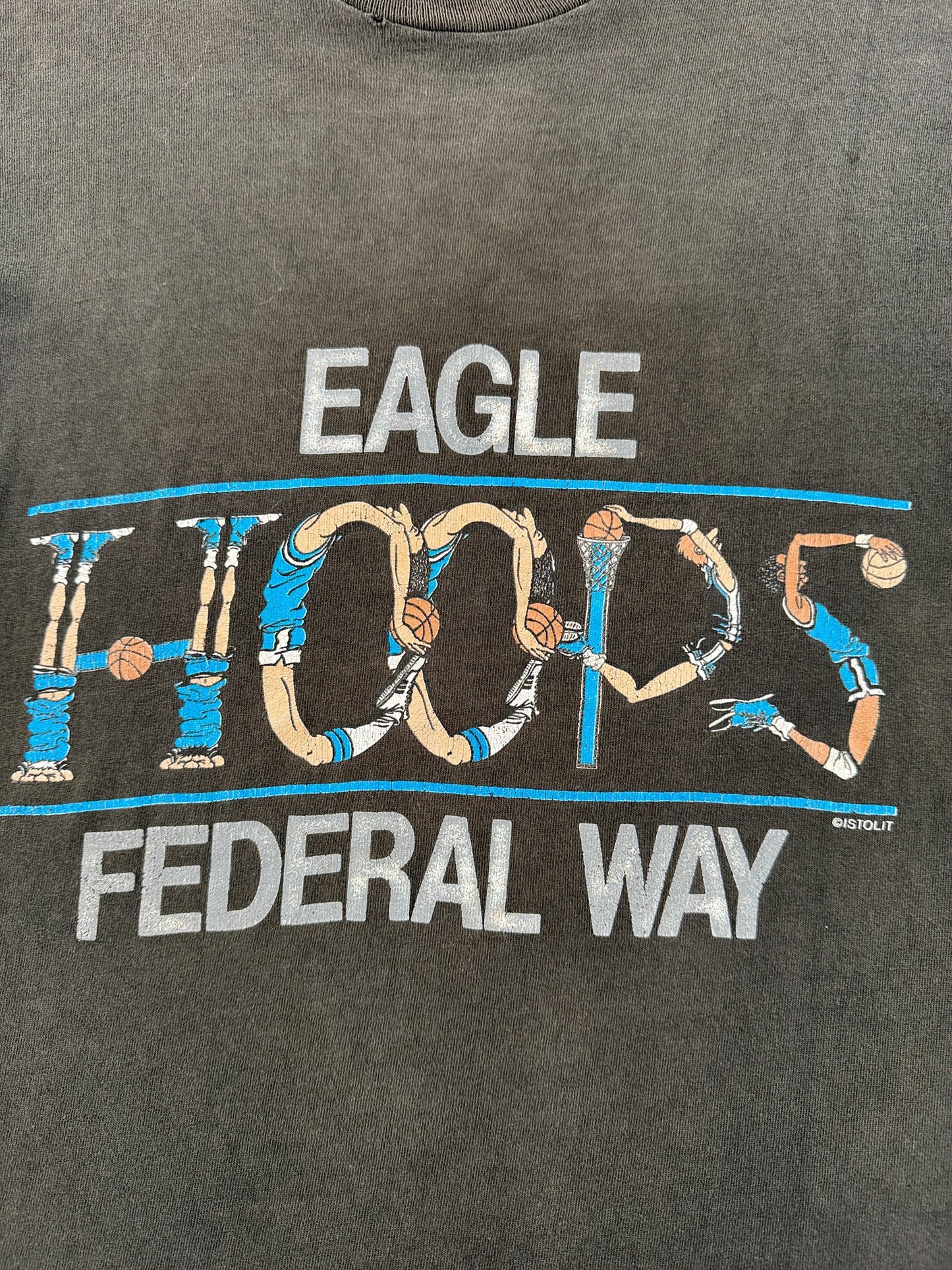 Graphic of Vintage Eagle Hoops Federal Way Tee SZ L (Fits M)