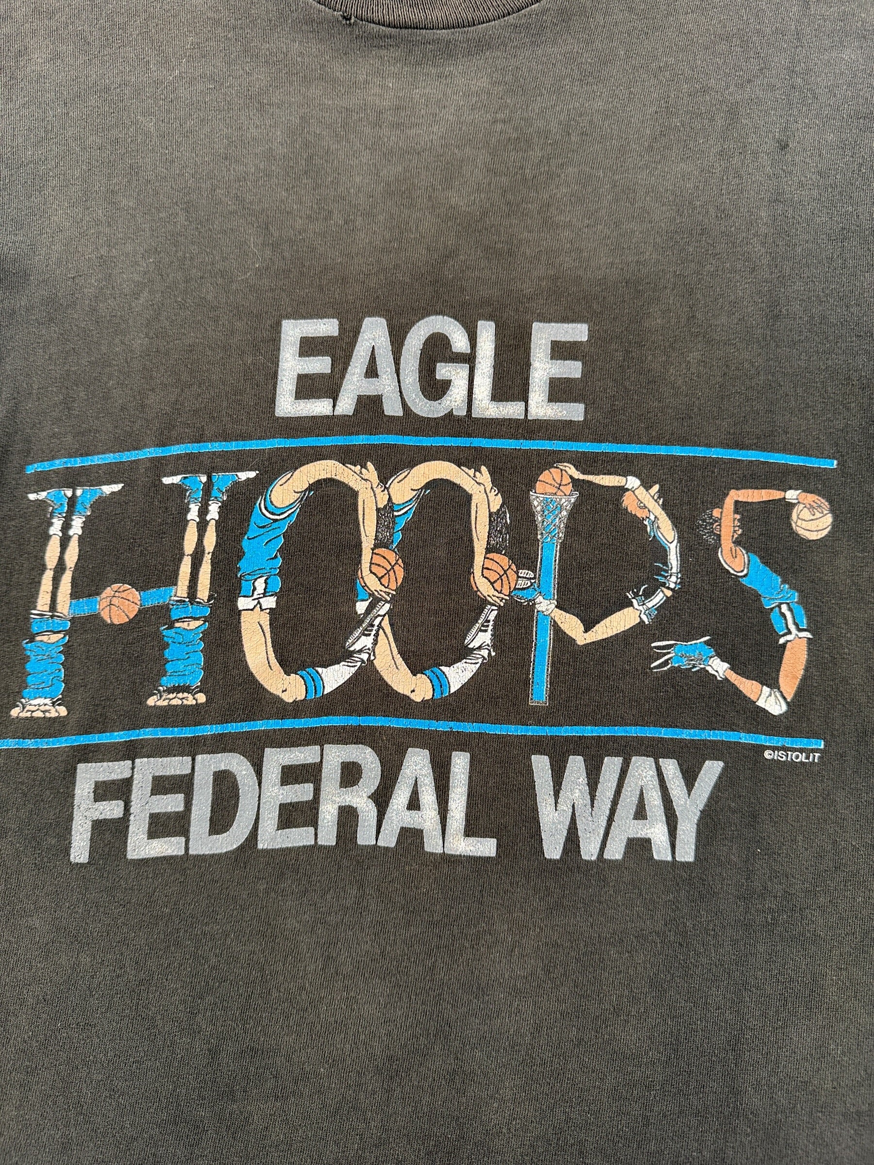Graphic of Vintage Eagle Hoops Federal Way Tee SZ L (Fits M)
