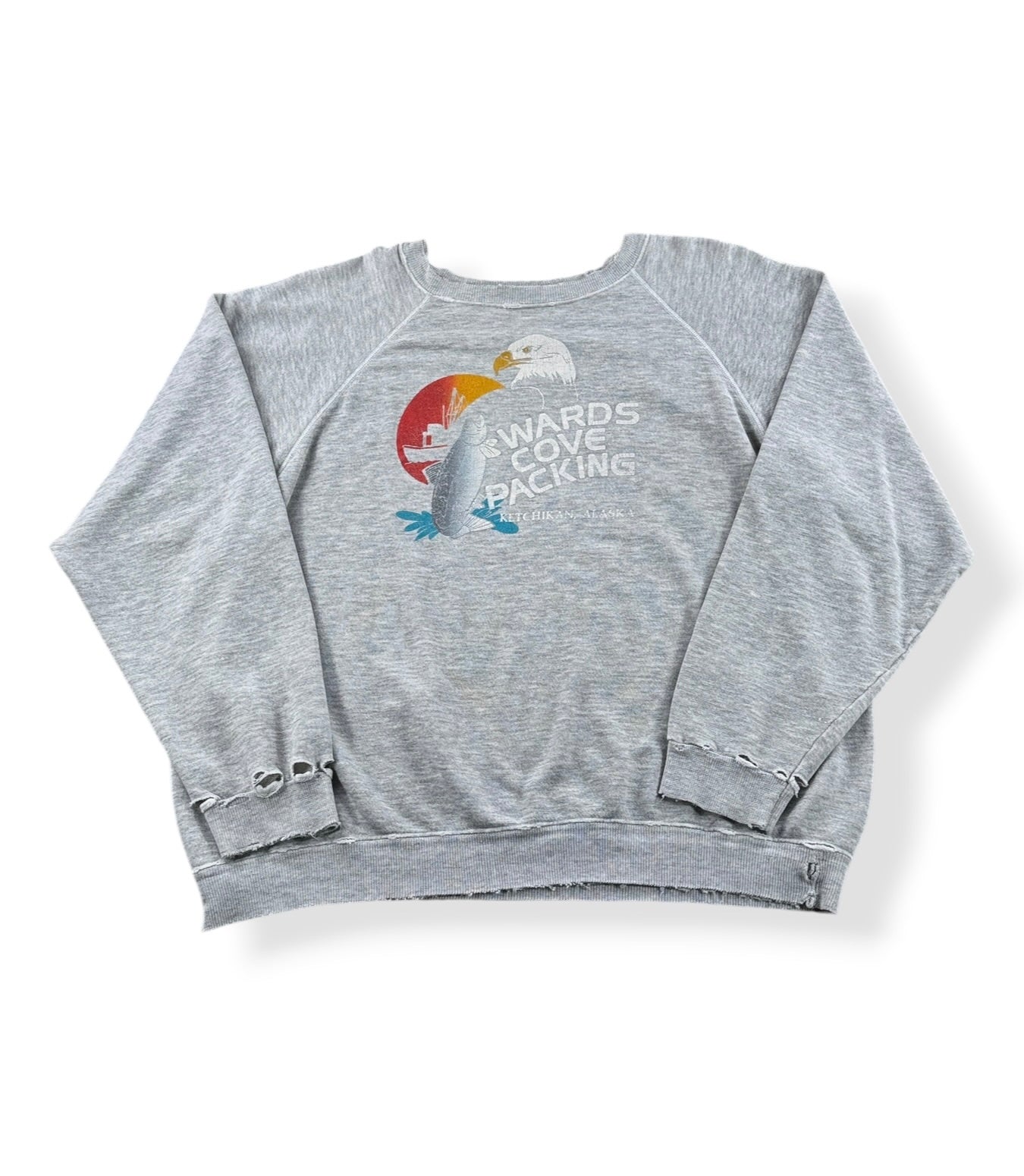 Front of Vintage Alaska Fish Thrashed Crewneck SZ XXL (Fits XL)