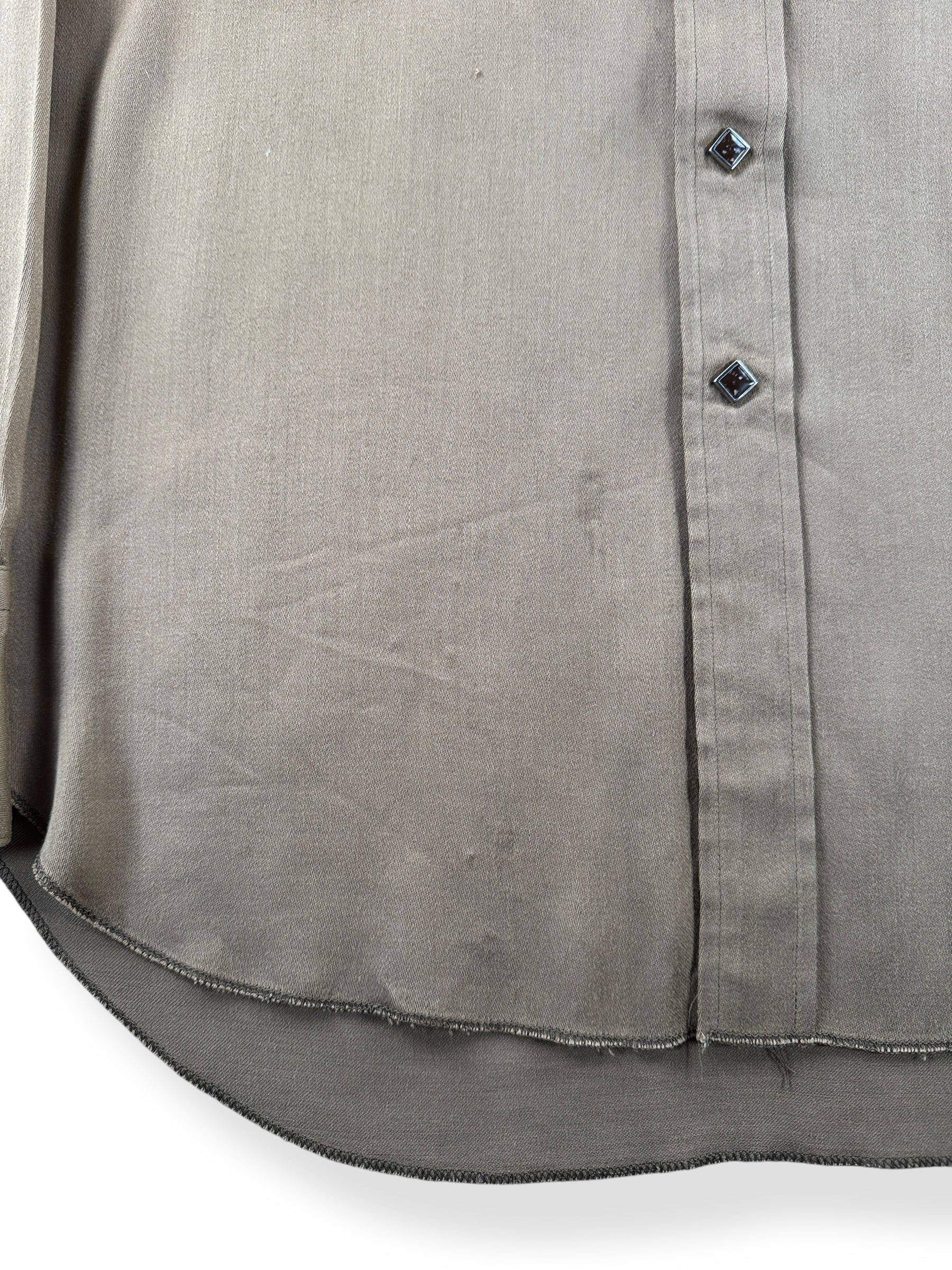 Wear on Vintage Rayon Gabardine Panhandle Slim Pearl Snap SZ L