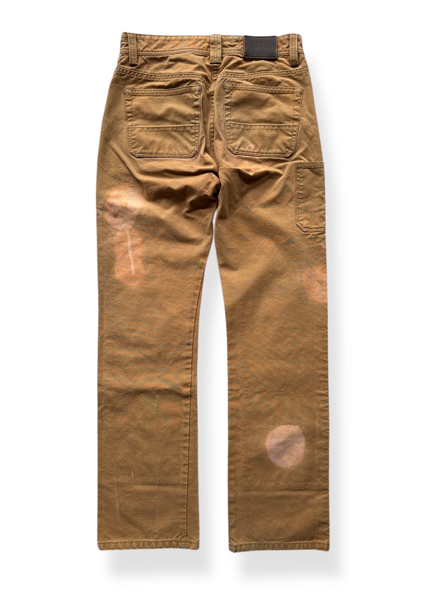 Back of Vintage Filson Tan Bleach Stained Double Knee Trousers W28