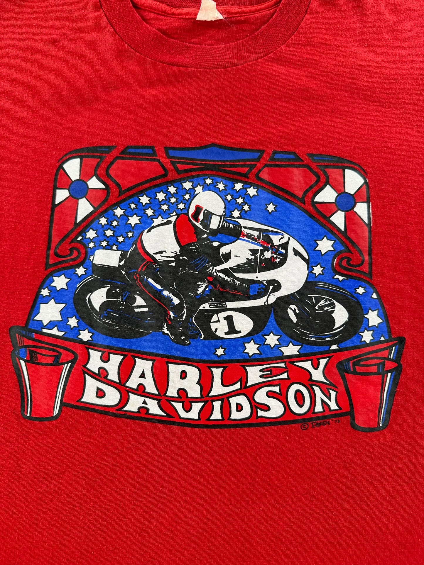 Graphic of Vintage Harley Davidson Iron On Graphic Tee SZ L (Fits S)