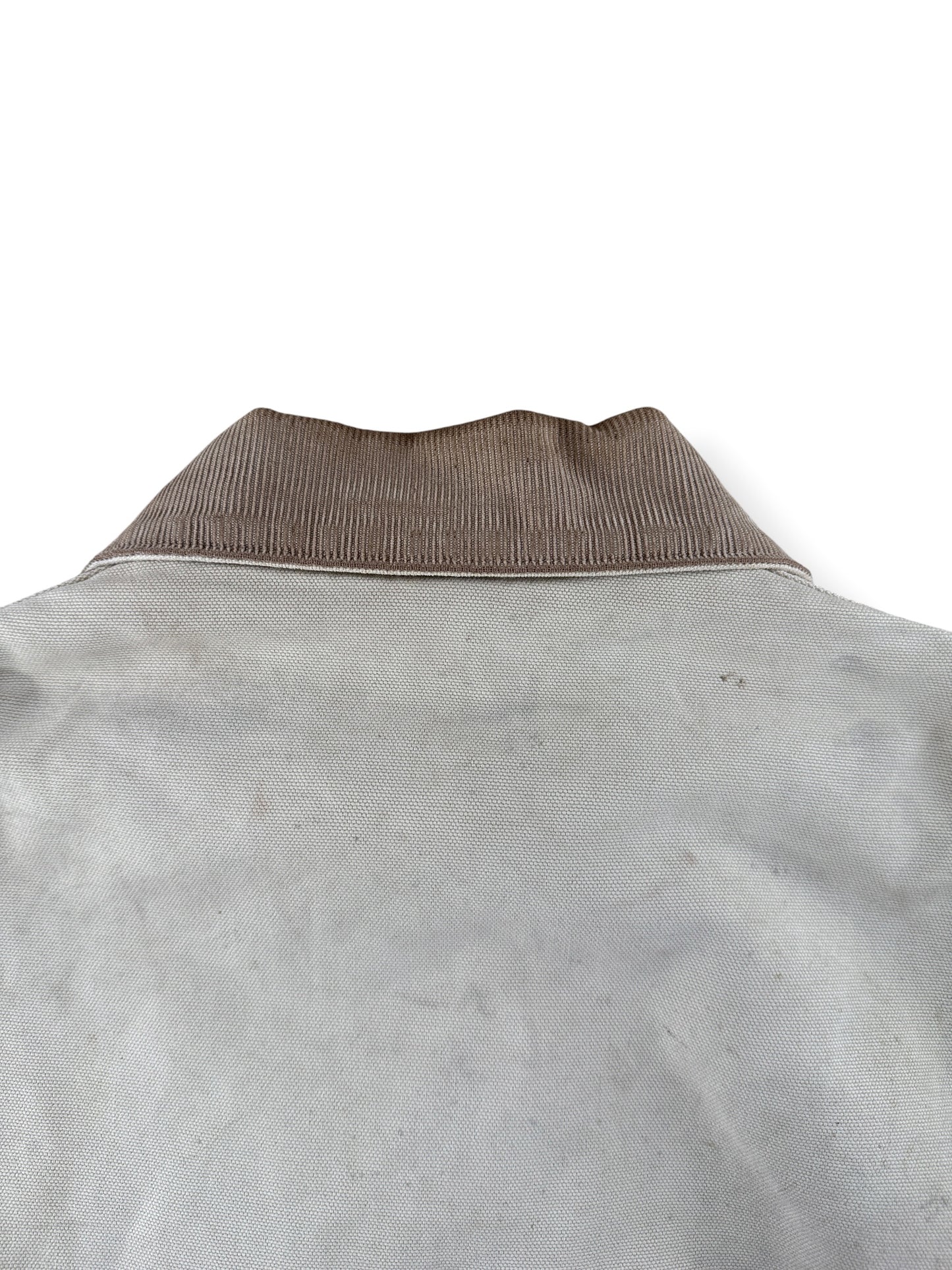 Back of collar on Vintage 90’s Carhartt Faded Tan Detroit Jacket SZ XL