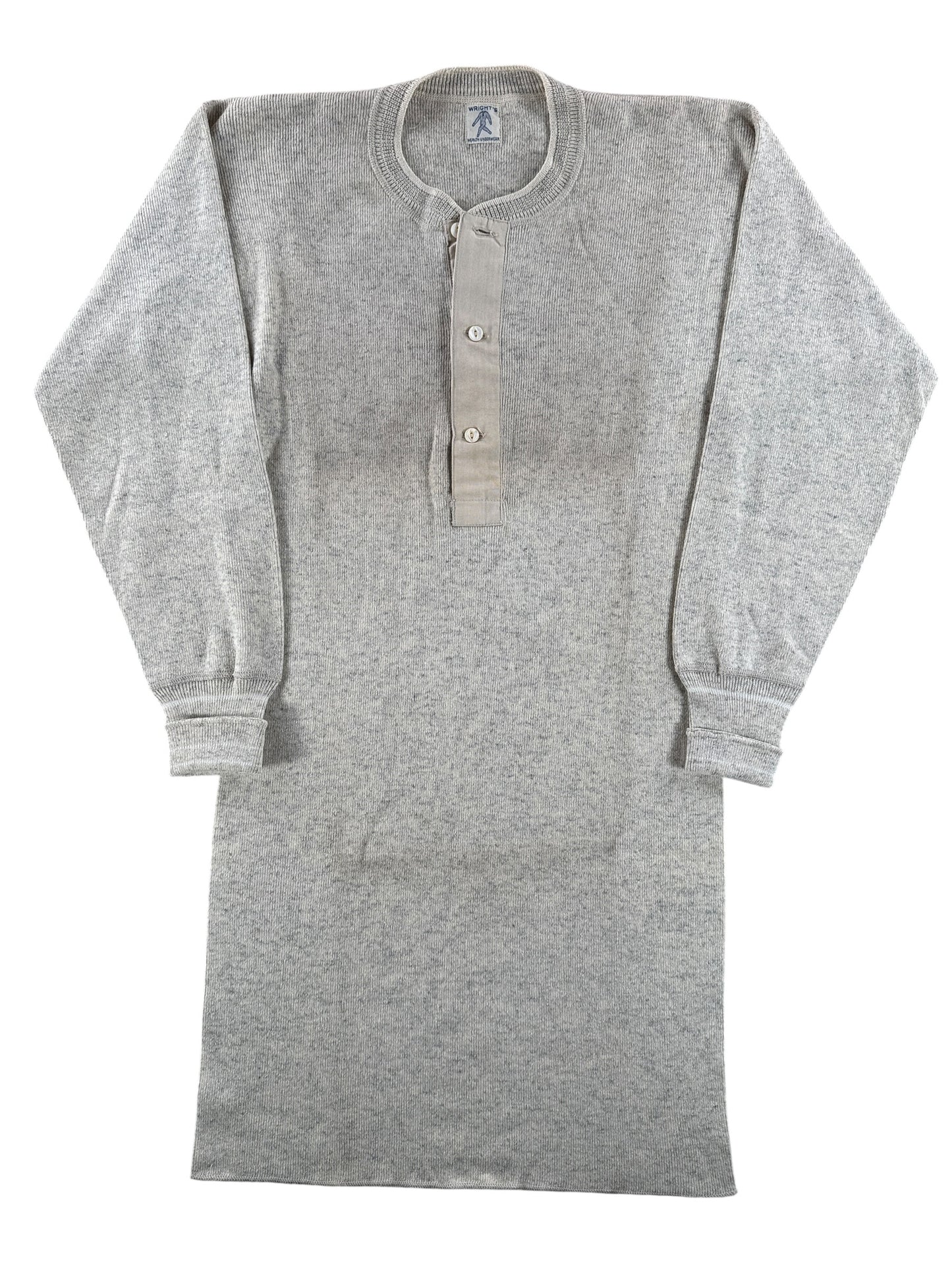 Front Close Up of Vintage Wright's Wool Henley SZ S