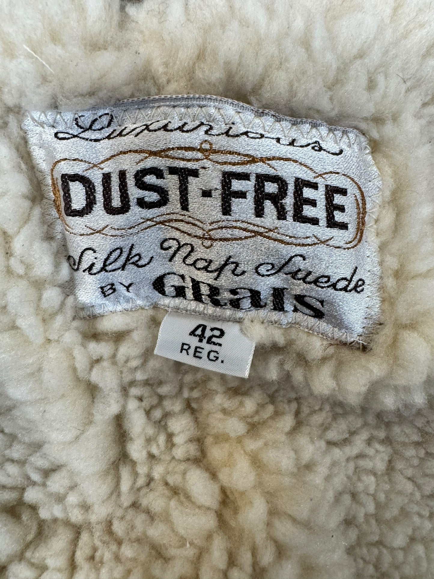 Tag of 1970s Grais Suede Shearling Coat L