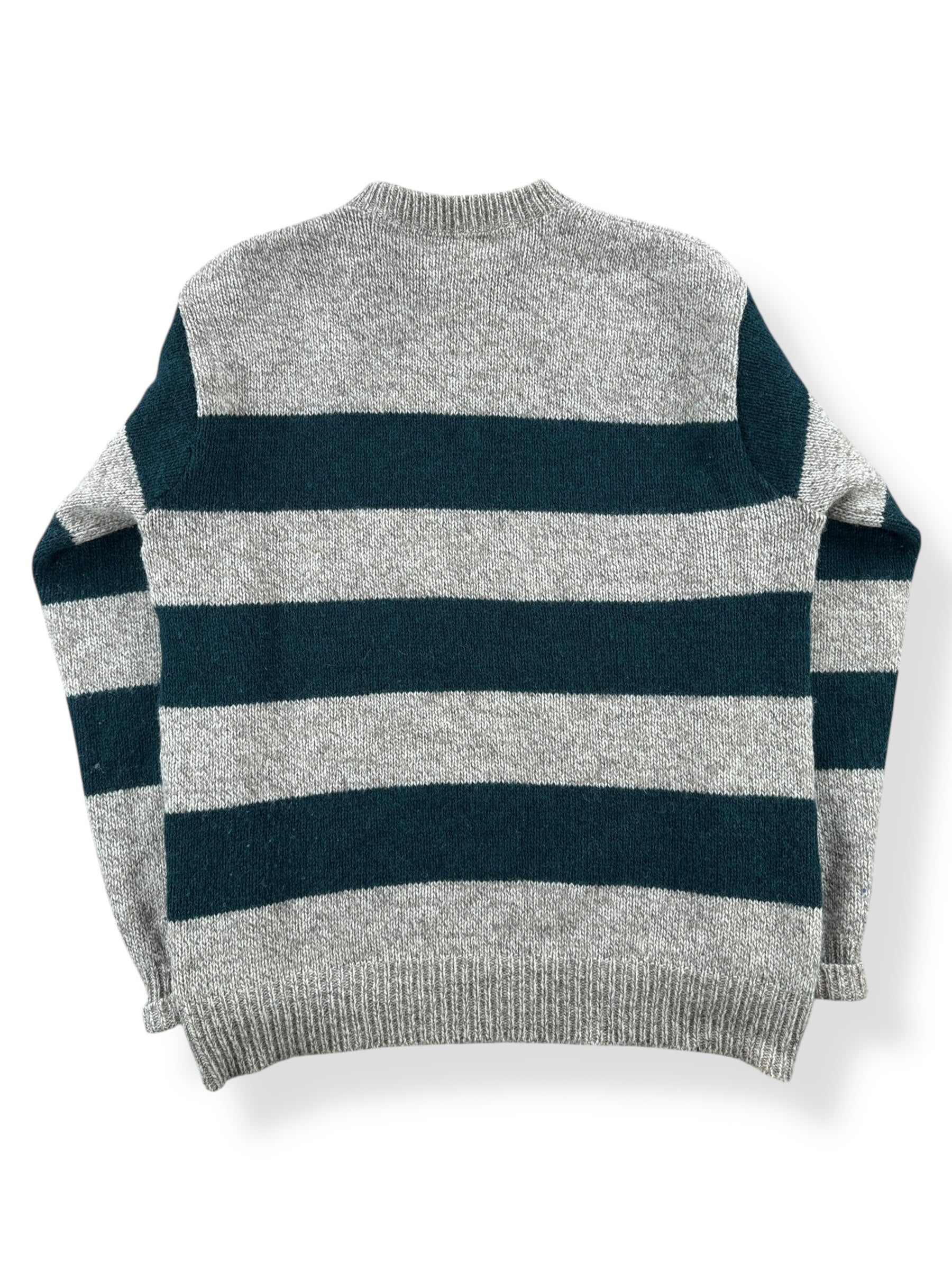 Back of Vintage L.L. Bean Green Striped Ragg Wool Blend Sweater SZ XL Long