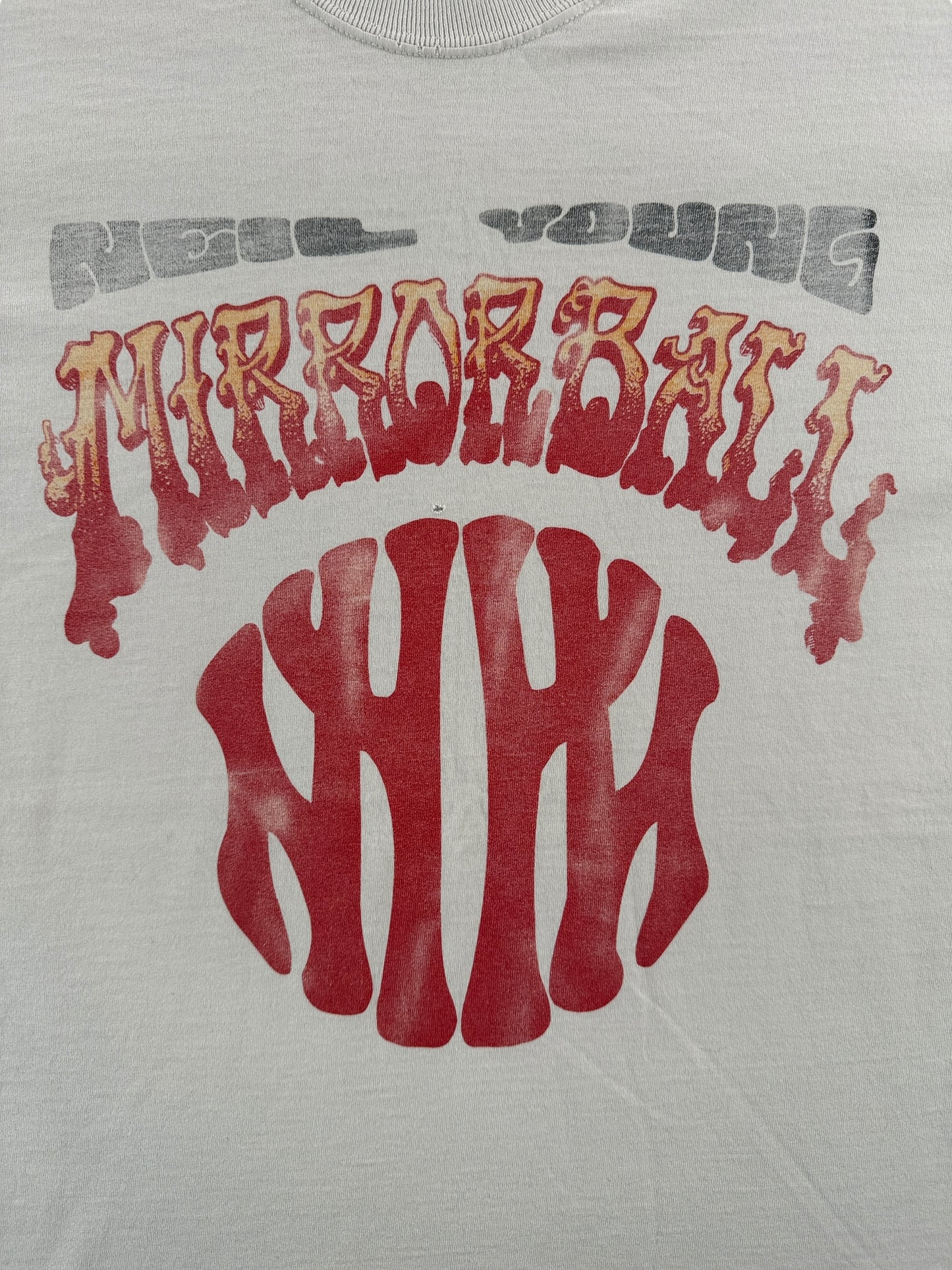 Front Graphic on Vintage Neil Young Mirror Ball Tee SZ XL