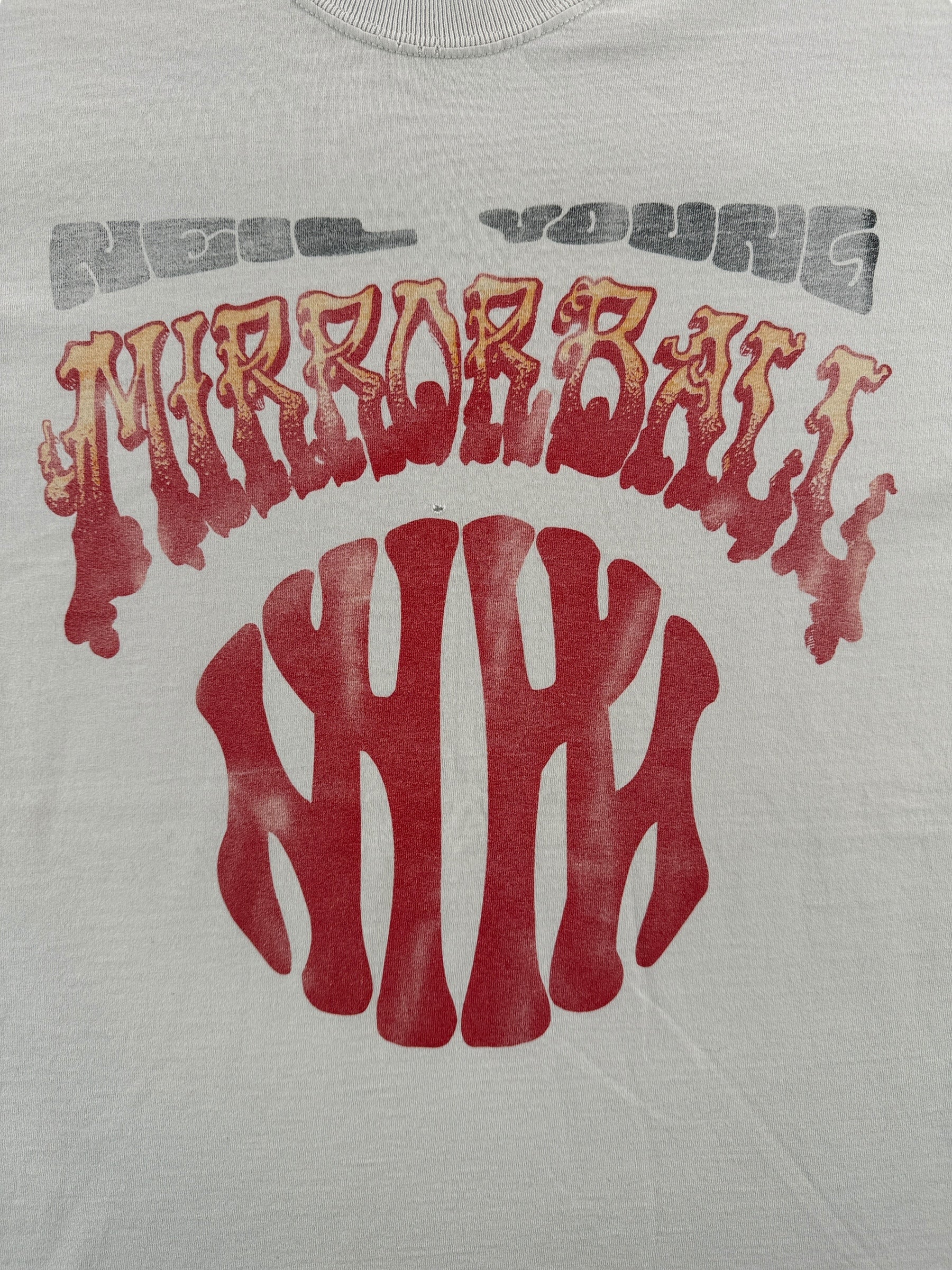 Front Graphic on Vintage Neil Young Mirror Ball Tee SZ XL