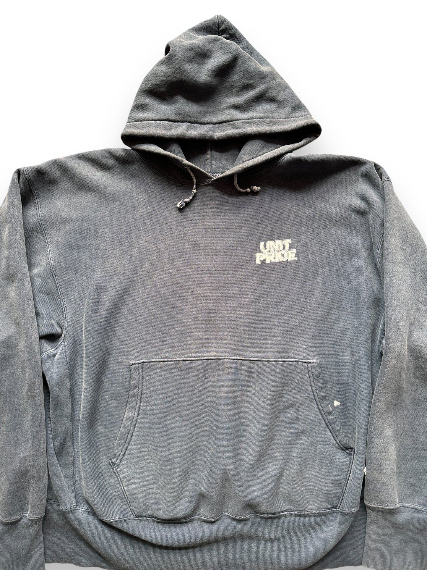 front close up of Vintage Unit Pride Straight Edge Hardcore Champion Hoodie SZ XL