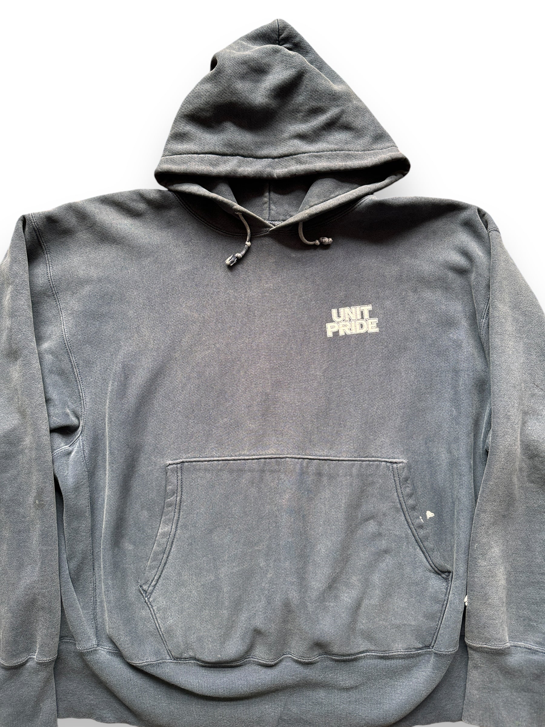 front close up of Vintage Unit Pride Straight Edge Hardcore Champion Hoodie SZ XL