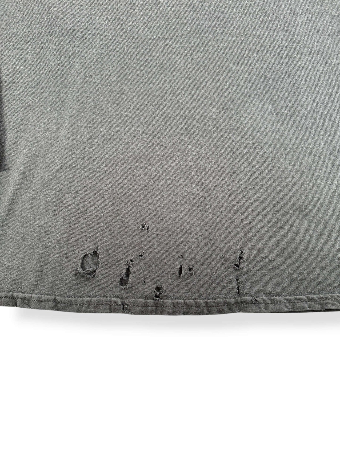 Holes on Vintage Black Longsleeve Thrashed Blank Tee SZ L