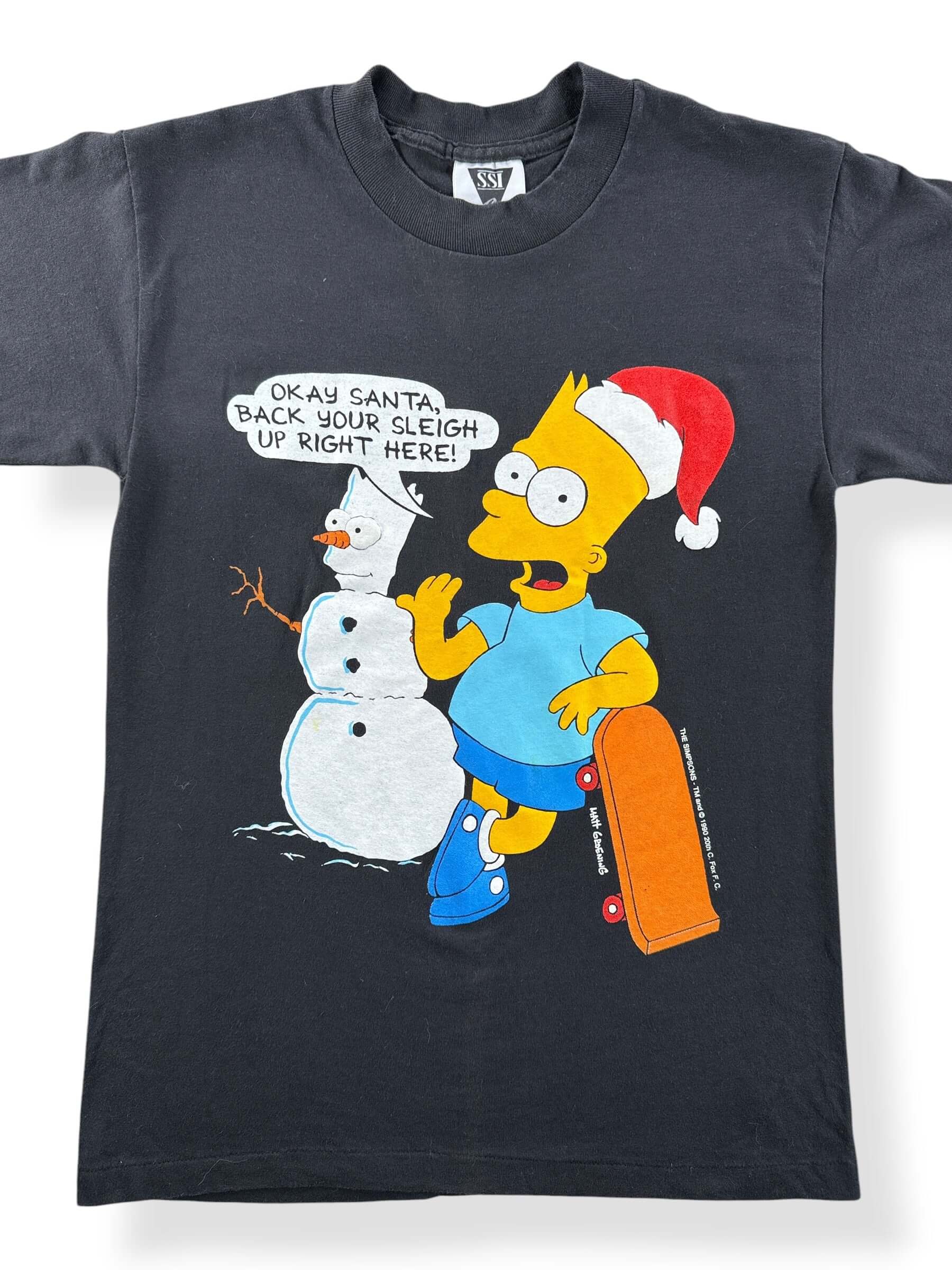 Front Close Up of Vintage Bart Santa Tee SZ S (Fits XS)