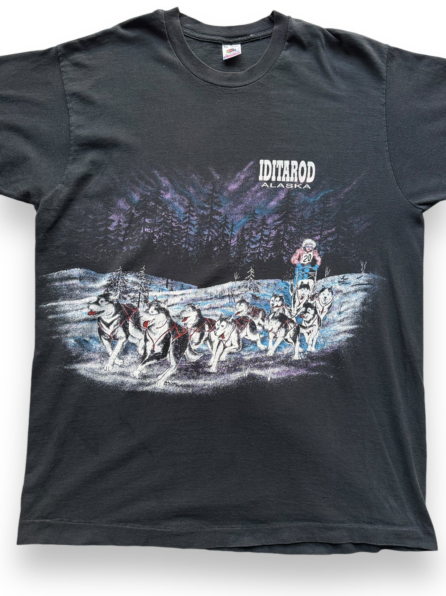 Front Detail on Vintage Iditarod Alaska AOP Tee SZ XXL