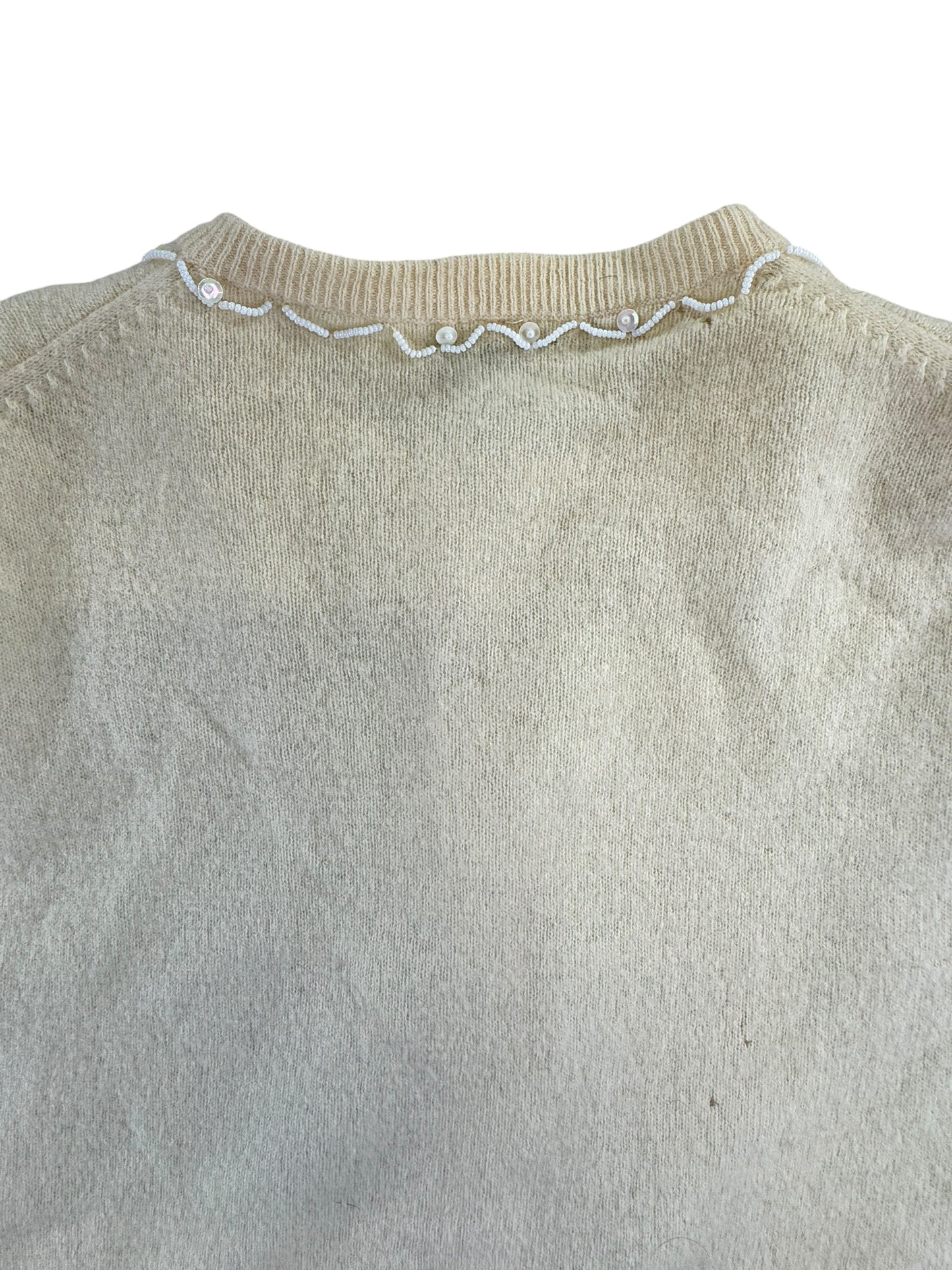 Missing sequins 1950s Frederick and Nelson Beaded Lambswool Cardigan XL