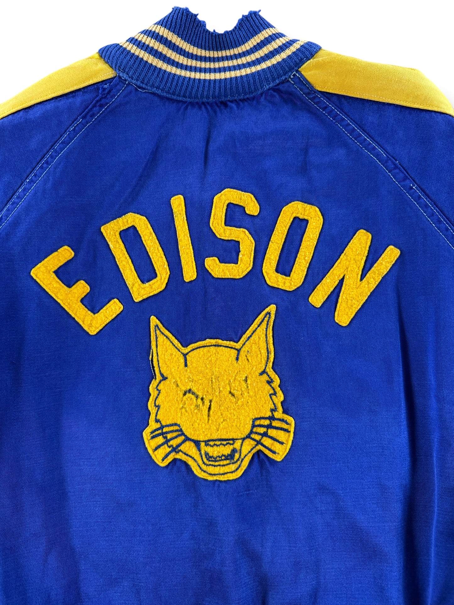 Back Design on Vintage 50s Edison Satin Bomber Jacket SZ S