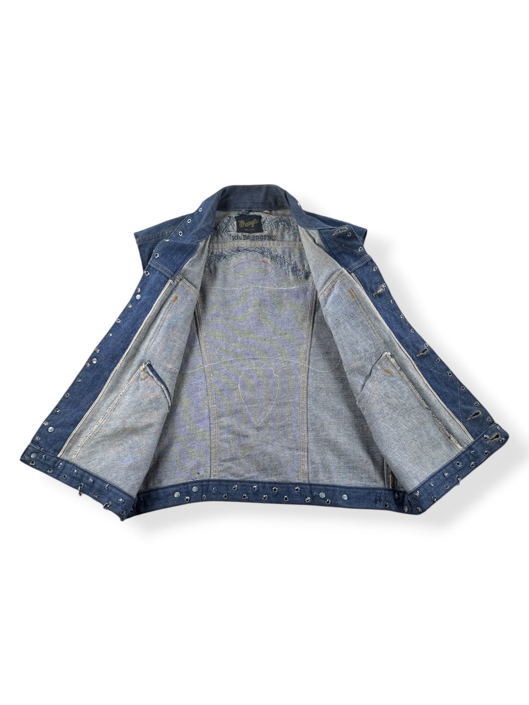 Inside of Vintage 60s Dark Wash Wrangler Biker Vest SZ 40