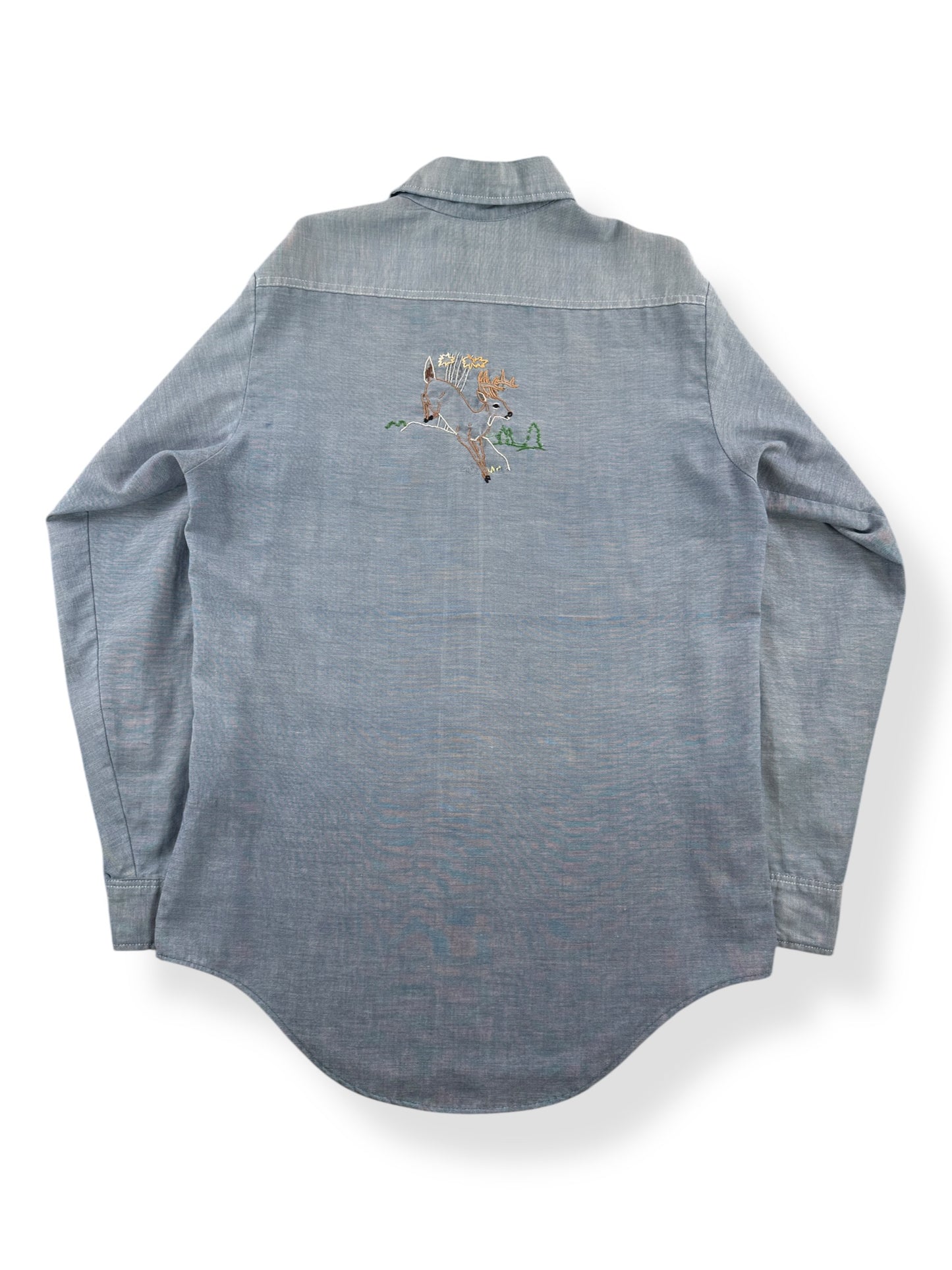 Back of Vintage Big Mac Selvedge Chambray W/ Chainstitching SZ M