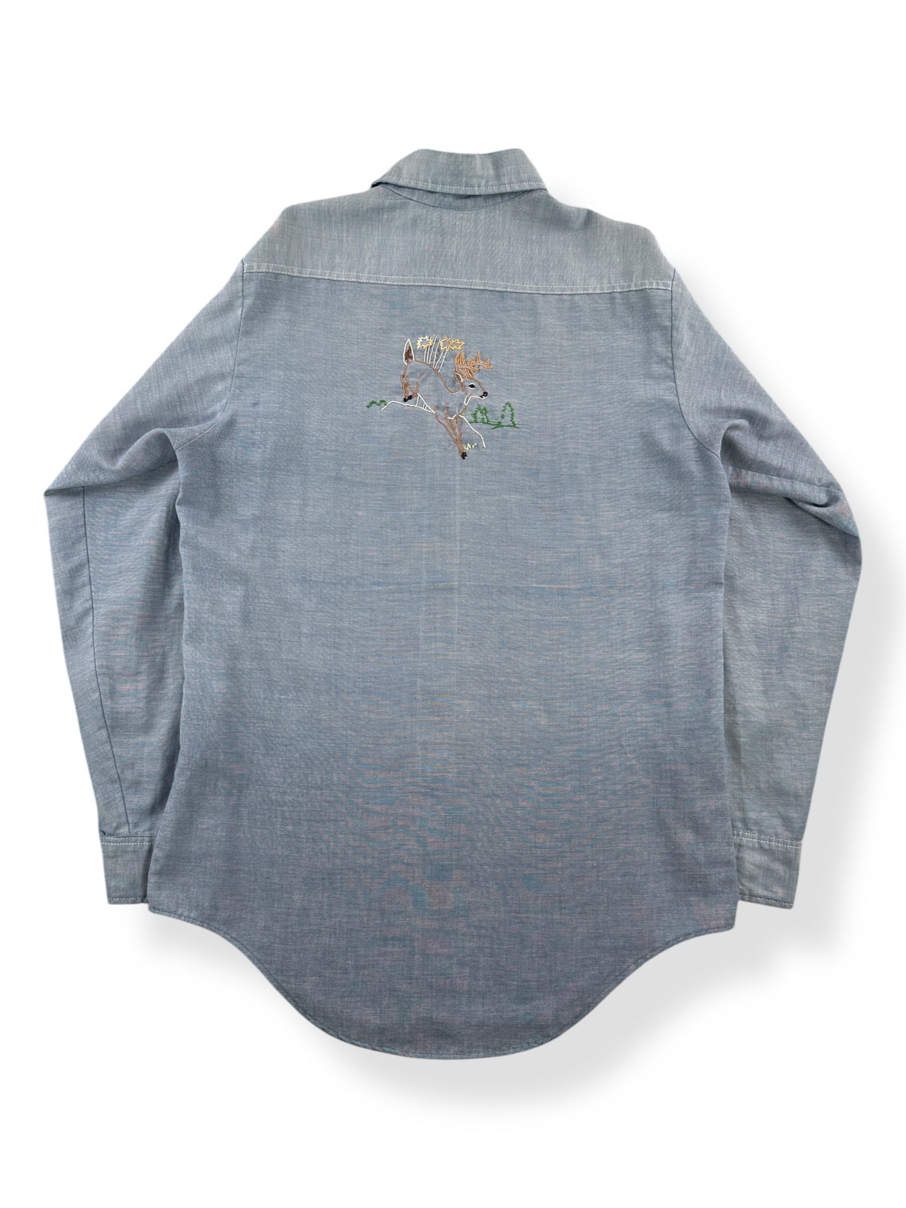 Back of Vintage Big Mac Selvedge Chambray W/ Chainstitching SZ M