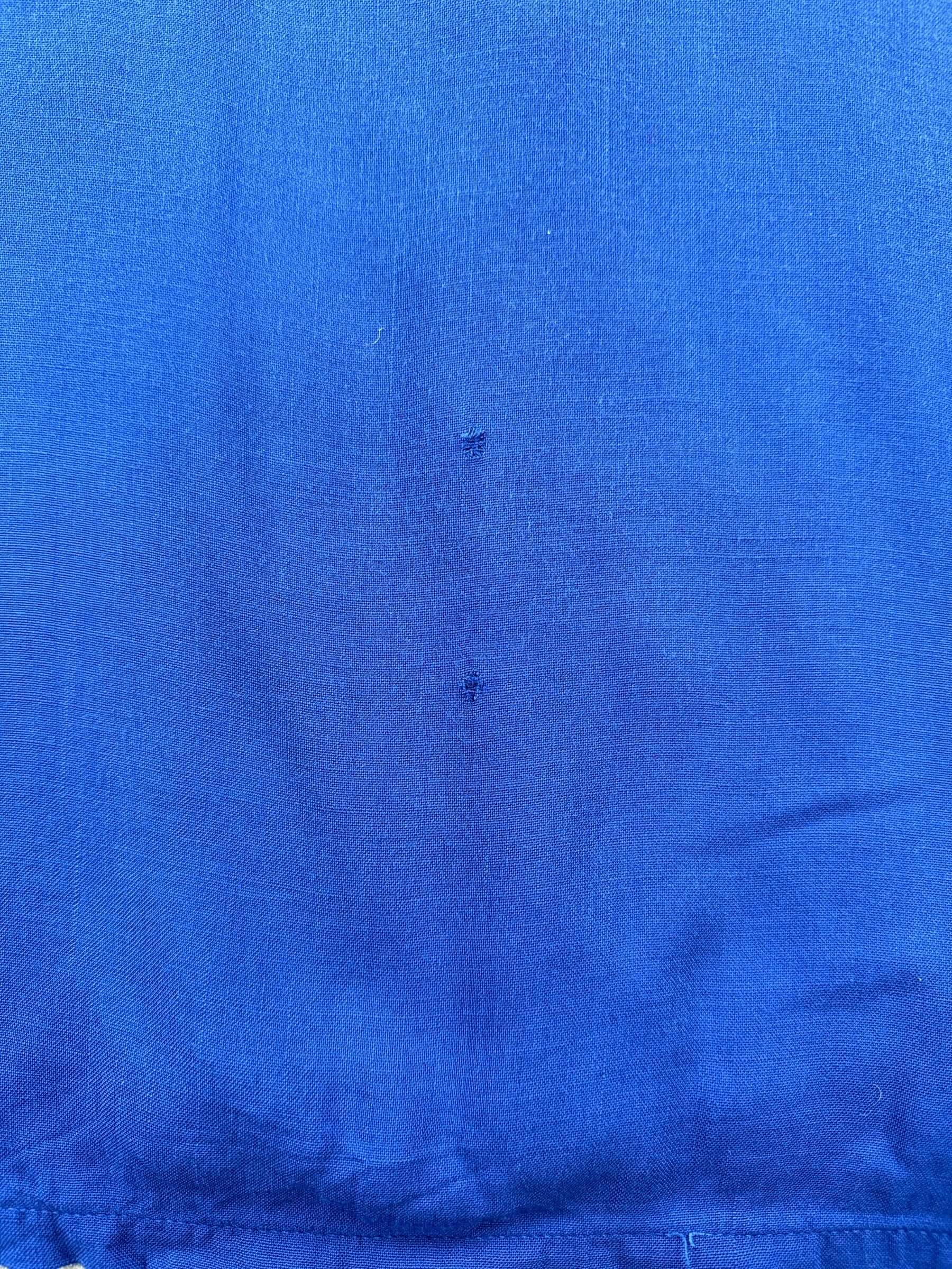 Holes on Vintage Mr Joel Deep Blue Loop Collar Short Sleeve Shirt SZ L