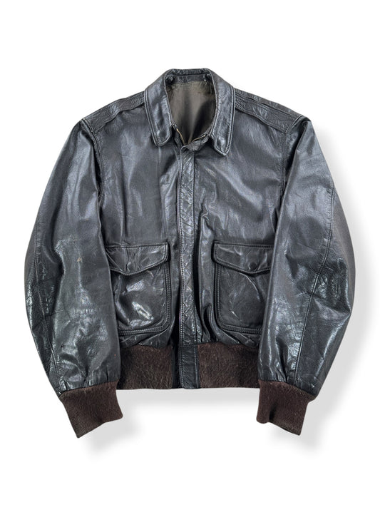 Front of Vintage A-2 Style Leather Bomber Jacket SZ 44 AS IS