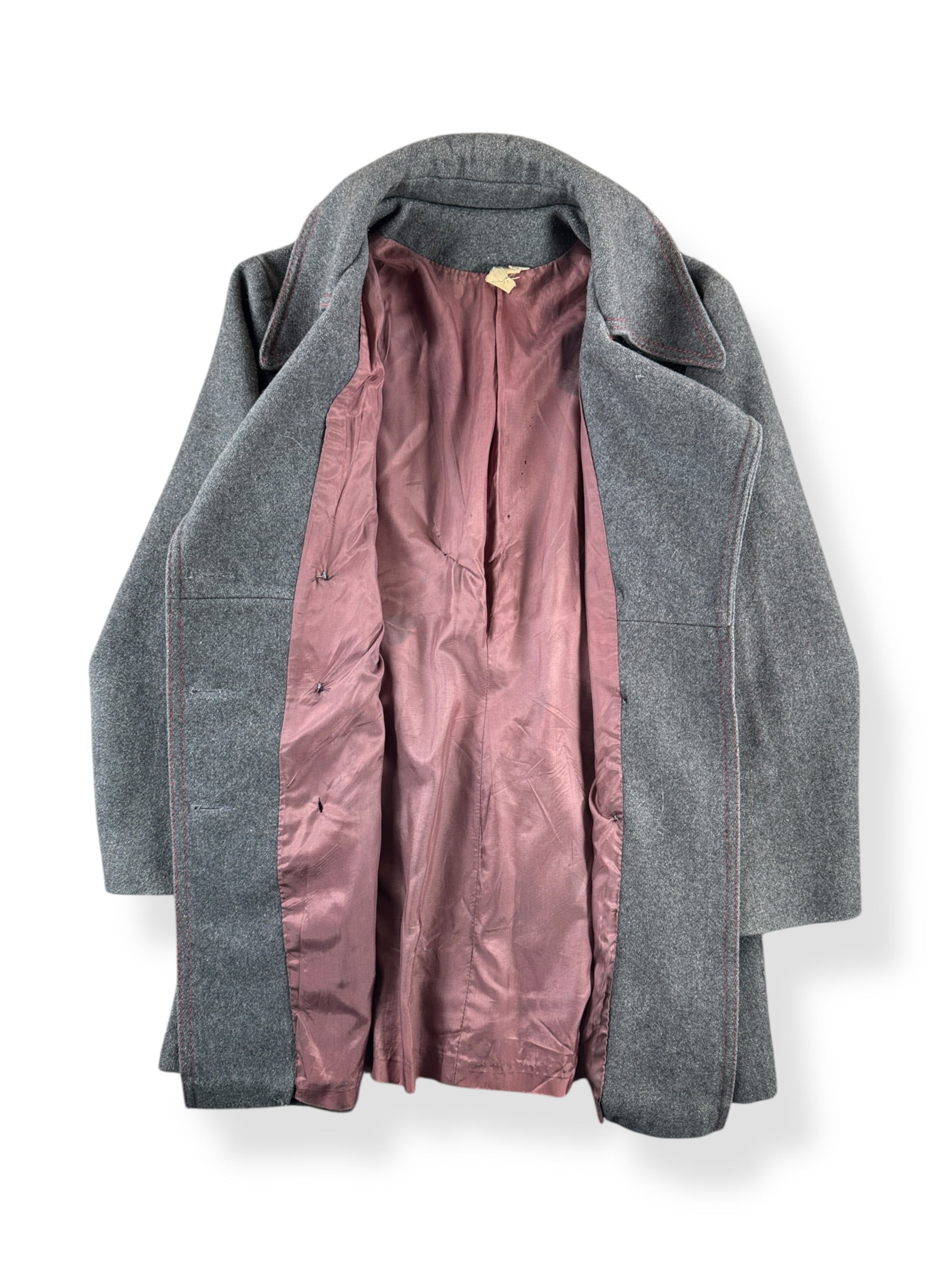 Inside of Vintage 70s Grey Coat with Red Details SZ M