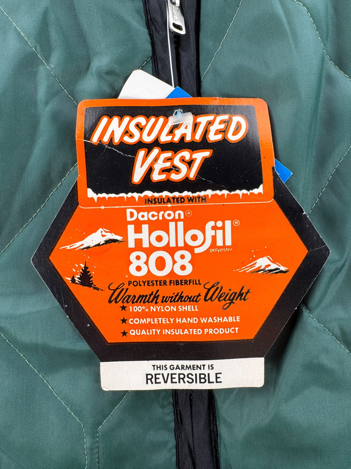 Original hangtag on Vintage NOS Green Dacron Vest SZ M