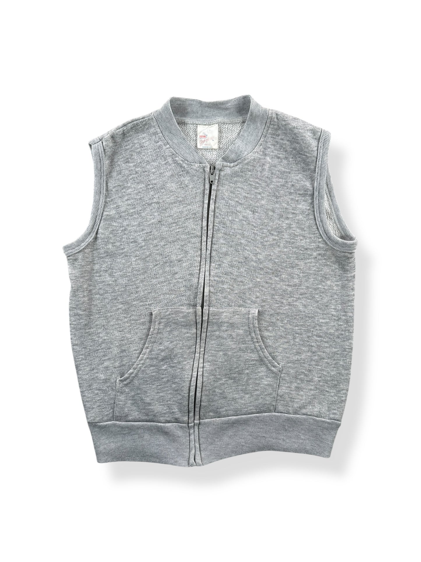Front of Vintage Gad-About Sleeveless Zip Up Sweatshirt SZ S (Fits XS)