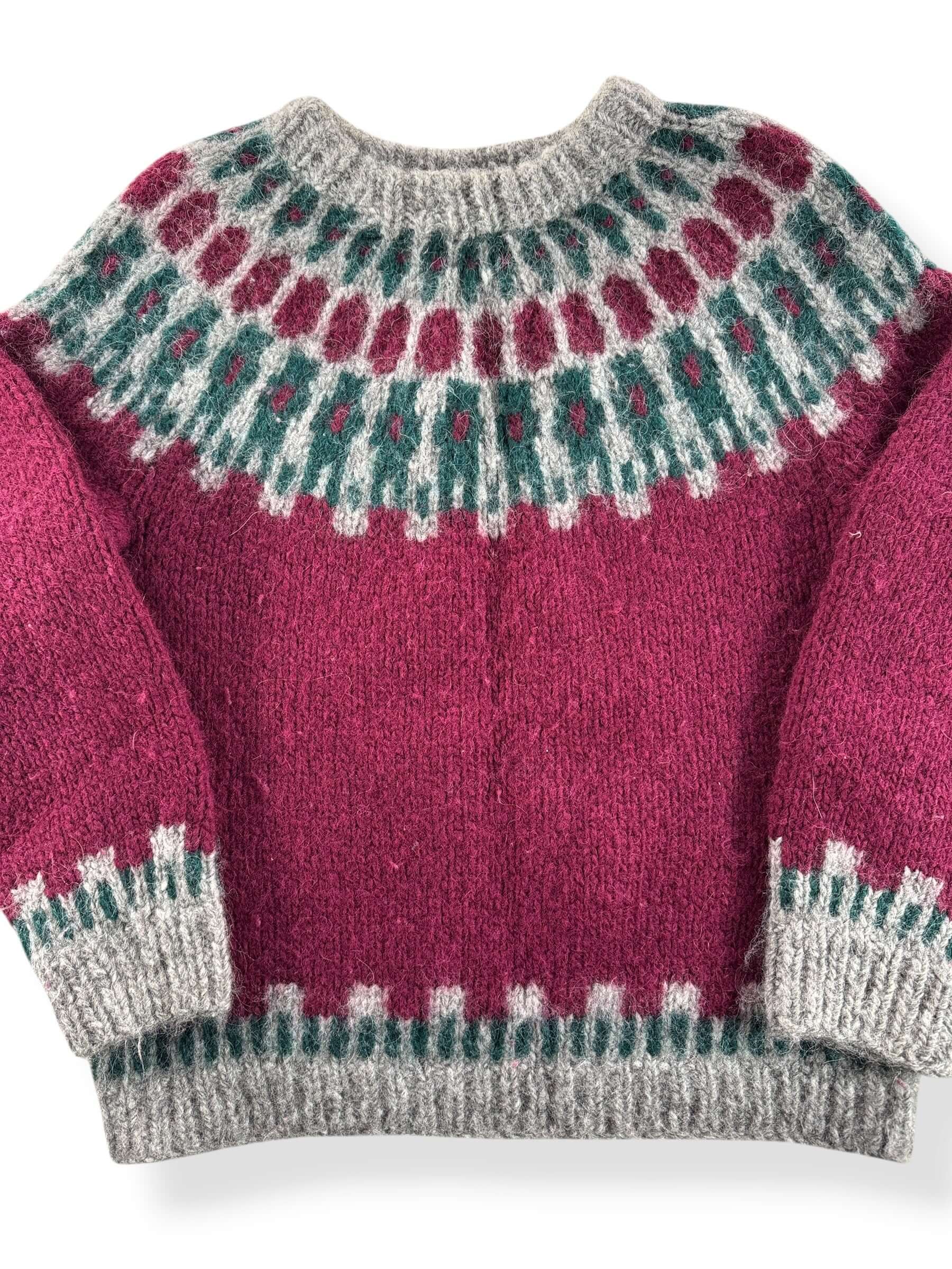 Front Close Up of Vintage Icelandic Style Sweater SZ L