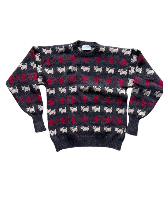 Front view ofVintage Frederick and Nelson Wool Dog Sweater L