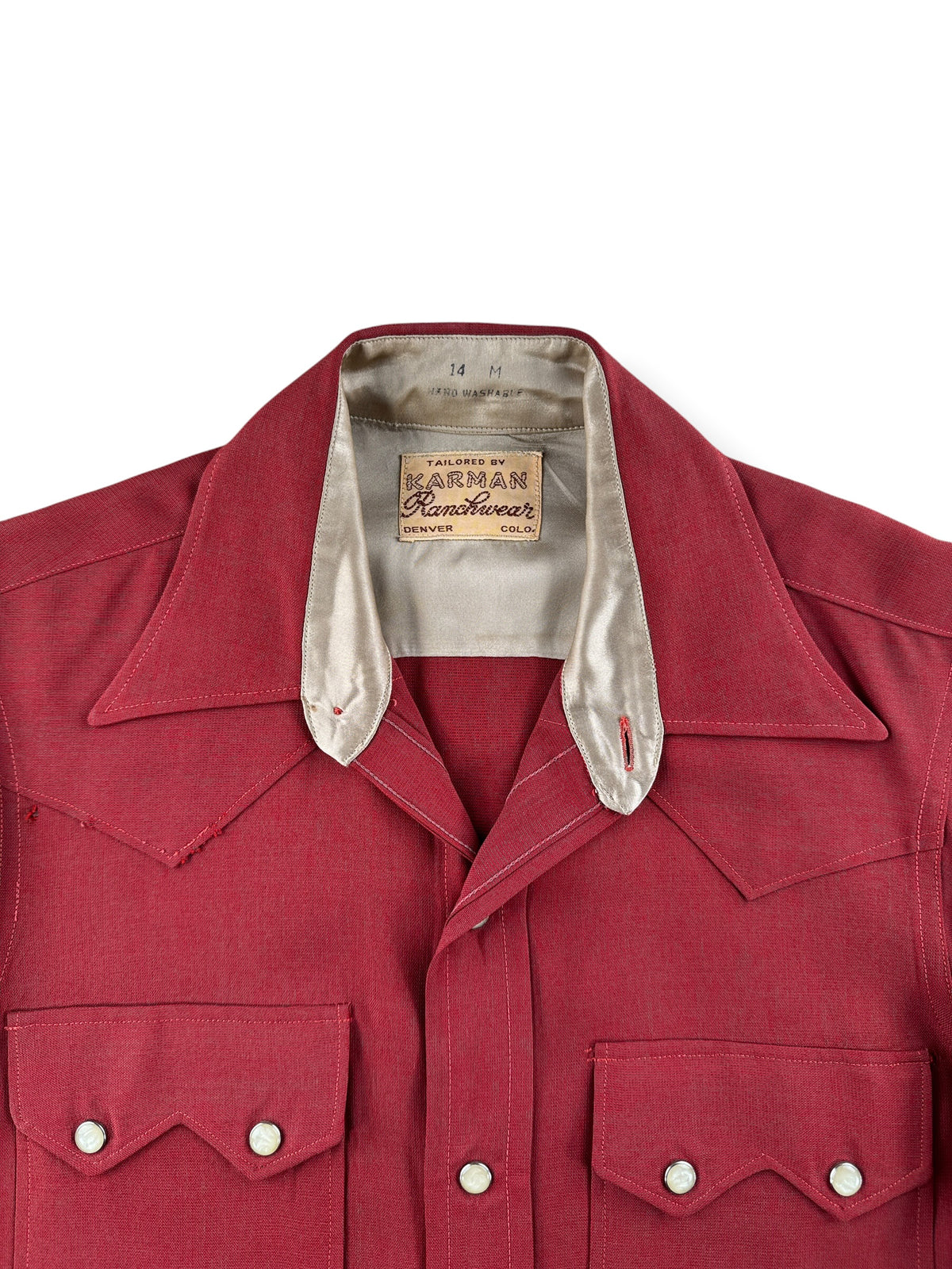 Collar on Vintage Karman Ranchwear Gabardine Western Shirt SZ 14