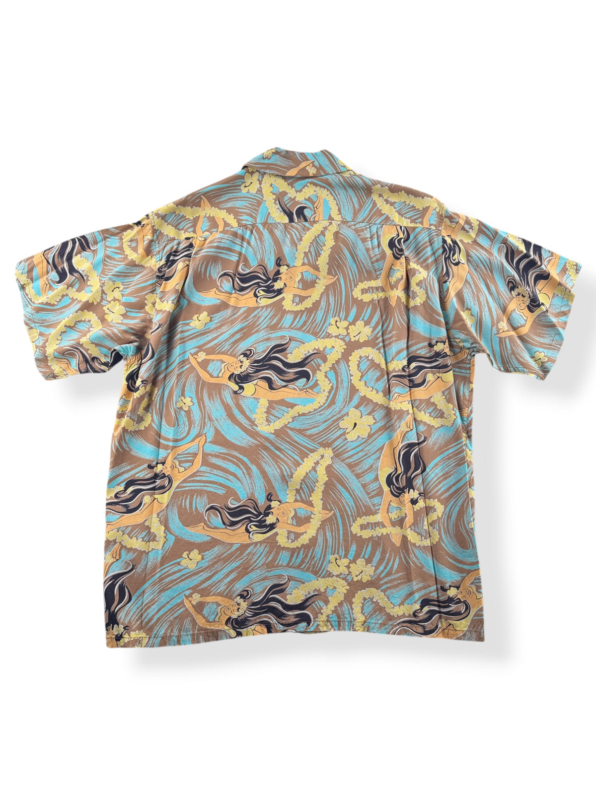 Back of Deadstock Sun Surf Repro Aloha Shirt SZ L (Fits M)